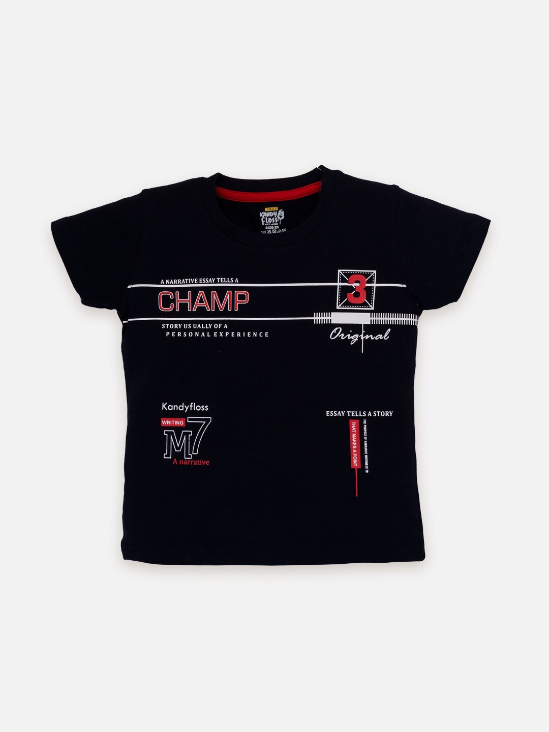 

AMUL Kandyfloss Boys Typography Printed Pure Cotton T-shirt, Black