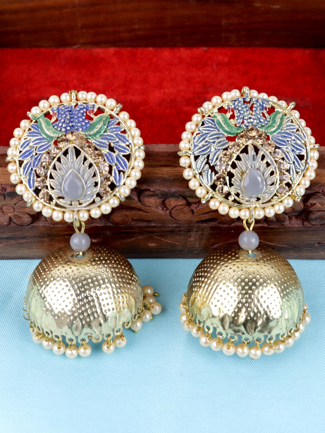 

Krelin Gold-Plated Dome Shaped Jhumkas Earrings, Grey
