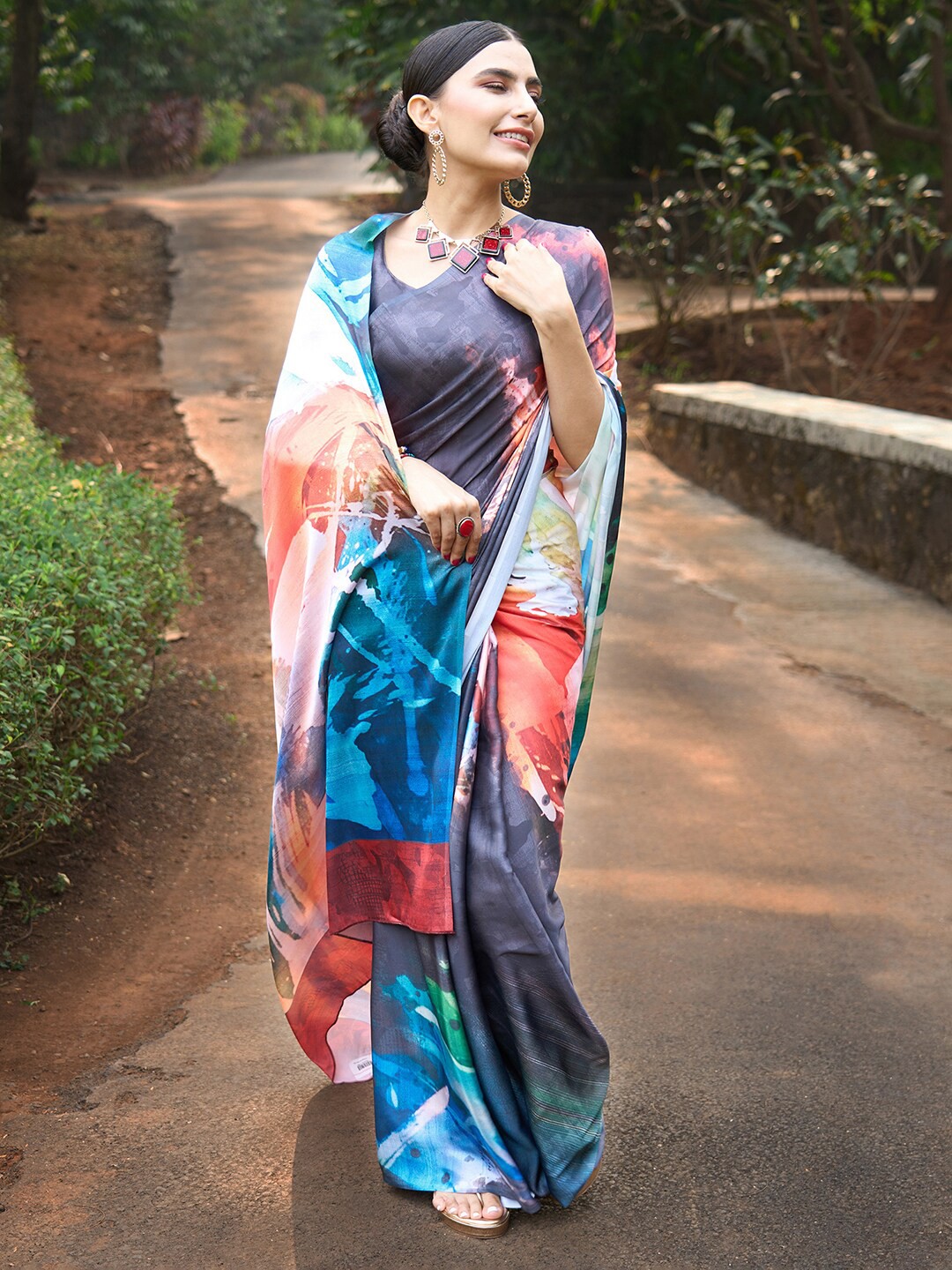 

Anouk Abstract Printed Pure Crepe Saree, Purple