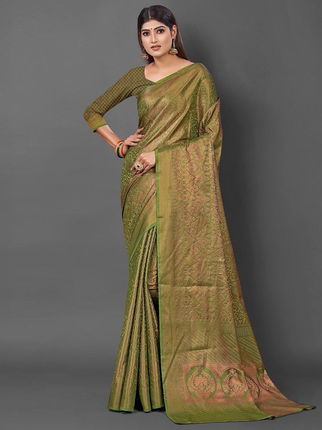 

Anouk Ethnic Motifs Woven Design Banarasi Saree, Green