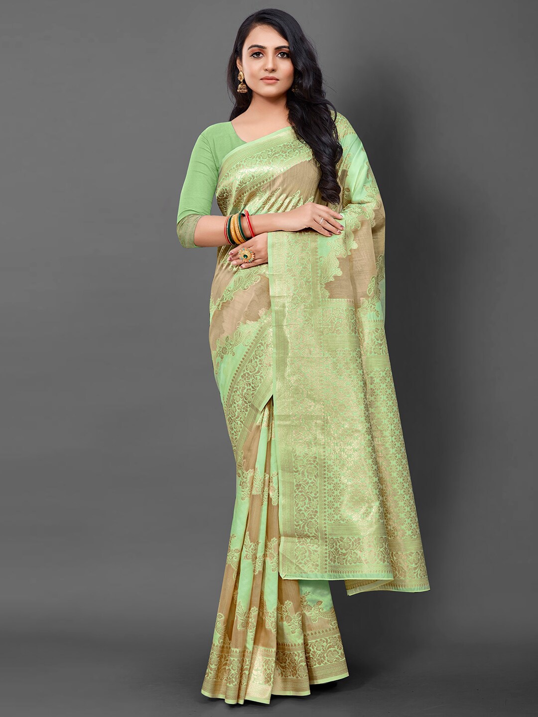 

Anouk Paisley Woven Design Zari Bagh Banarasi Saree, Green