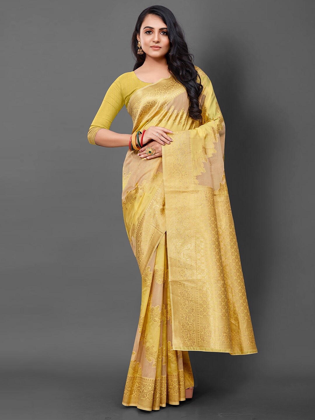 Anouk Woven Design Bagh Banarasi Saree, Yellow