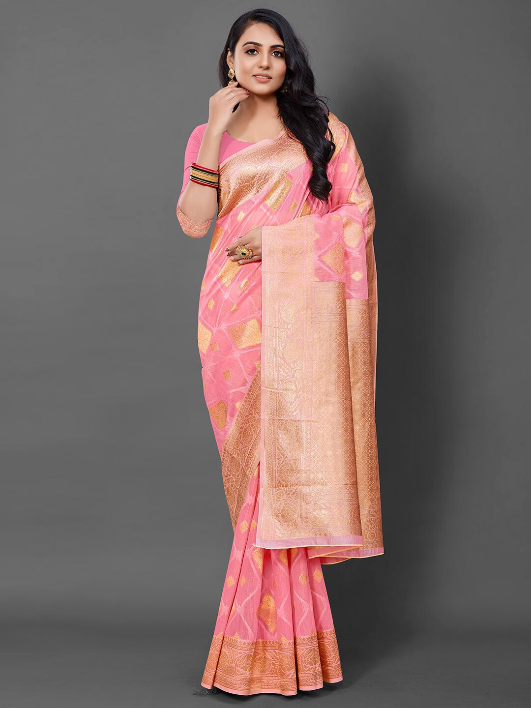 

Anouk Ethnic Woven Design Bagh Banarasi Saree, Pink