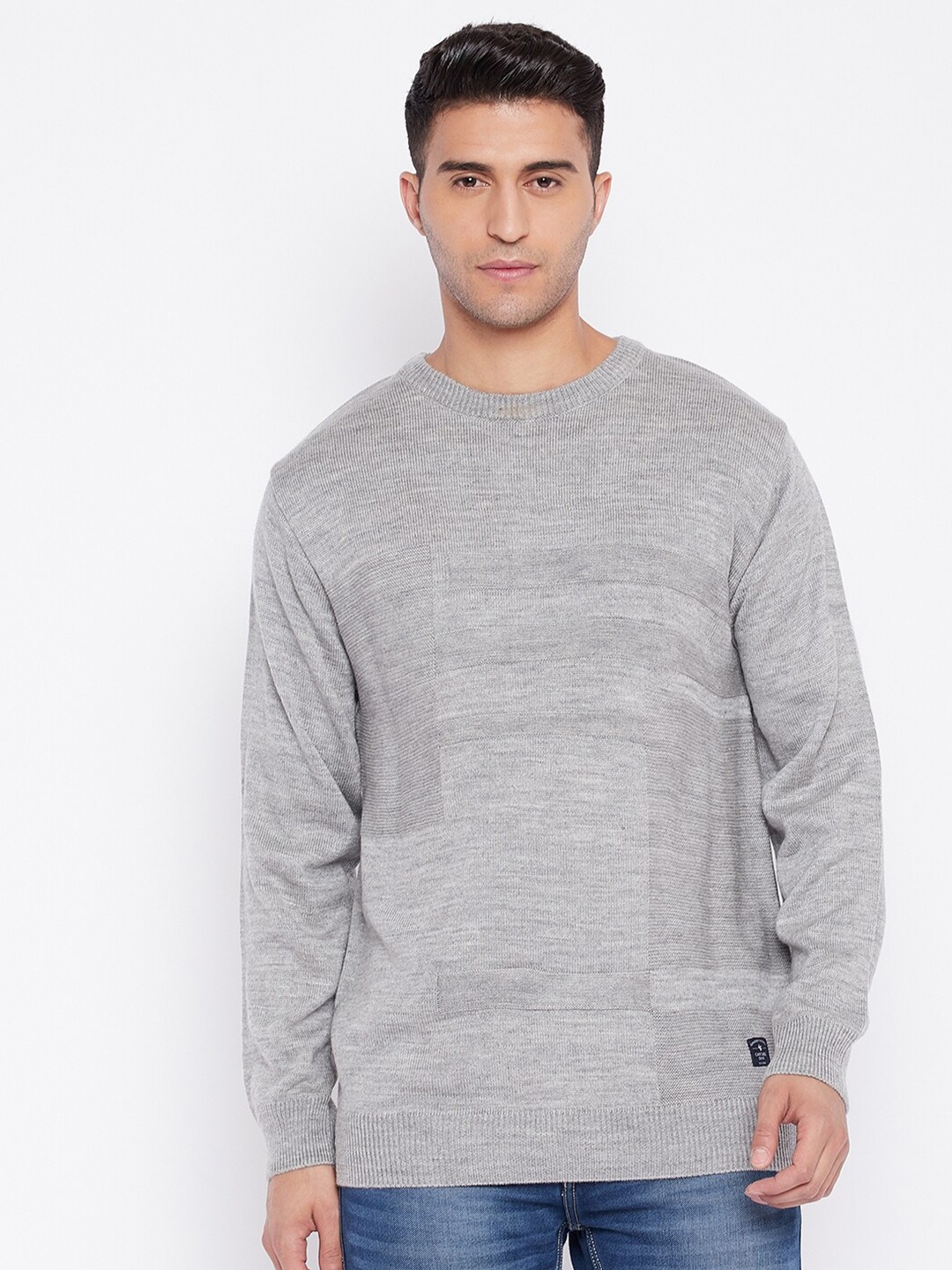 Cantabil Men Acrylic Pullover, Grey melange