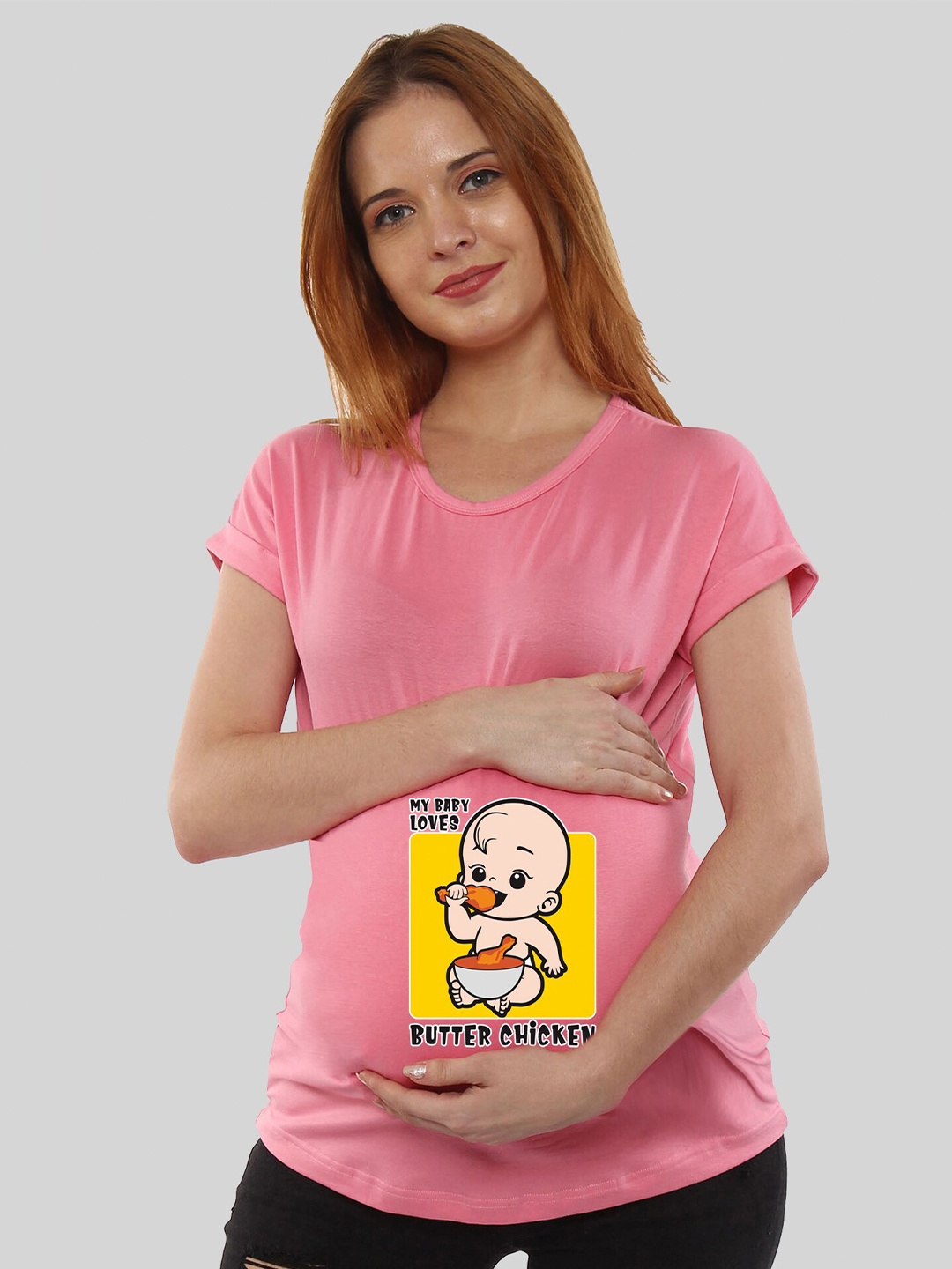 

SillyBoom Graphic Printed Maternity Cotton T-shirt, Pink