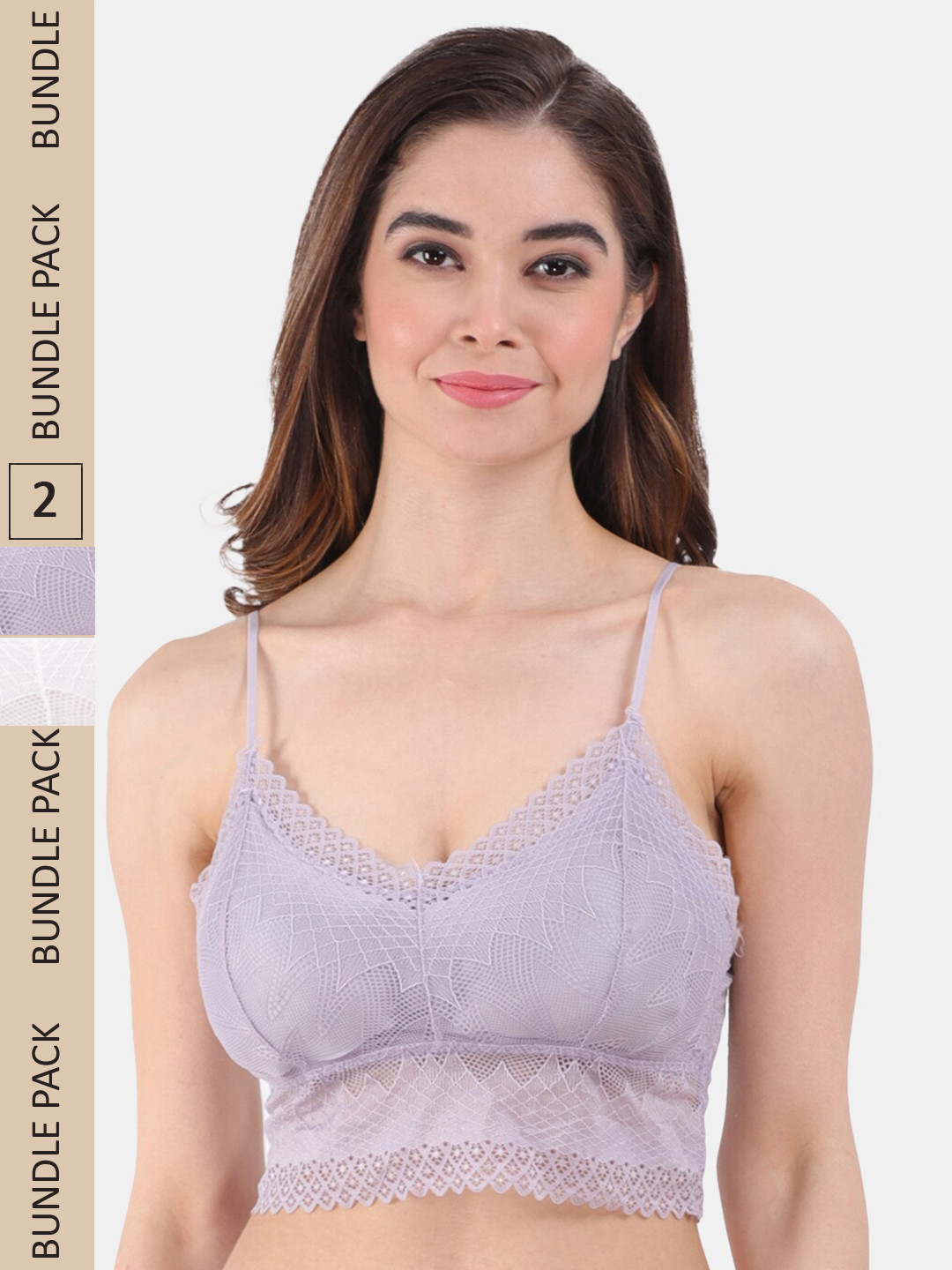 

Amour Secret Pack Of 2 Lightly Padded Seamless Bralette Bra PD601_Prl_Wht, Purple