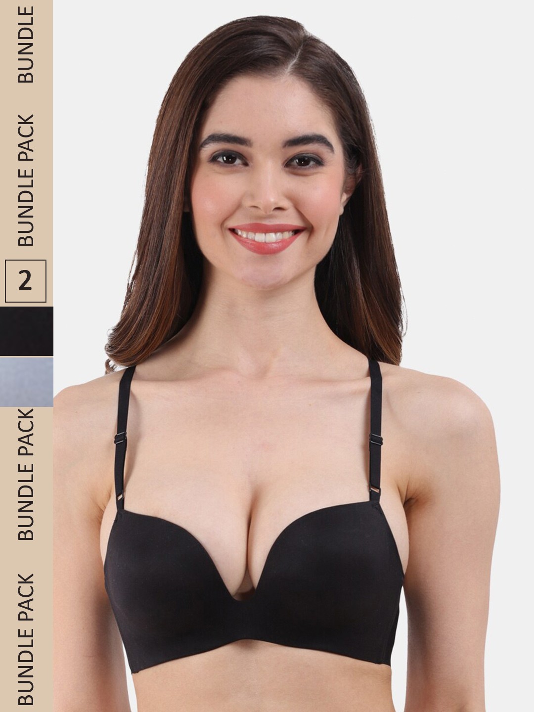 Amour Secret Pack Of 2 Heavily Padded All Day Comfort Seamless Push-up Bra, Black