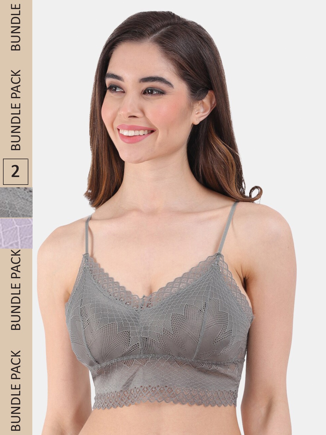 

Amour Secret Pack Of 2 Lightly Padded All Day Comfort Seamless Bralette Bra, Grey