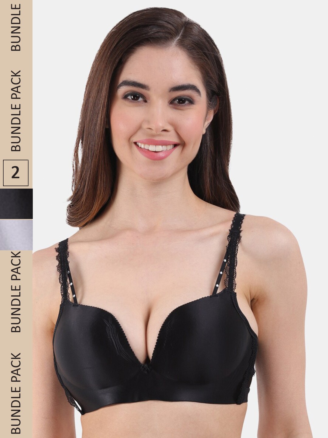 

Amour Secret Pack Of 2 Lightly Padded All Day Comfort Seamless Plunge Bra, Black