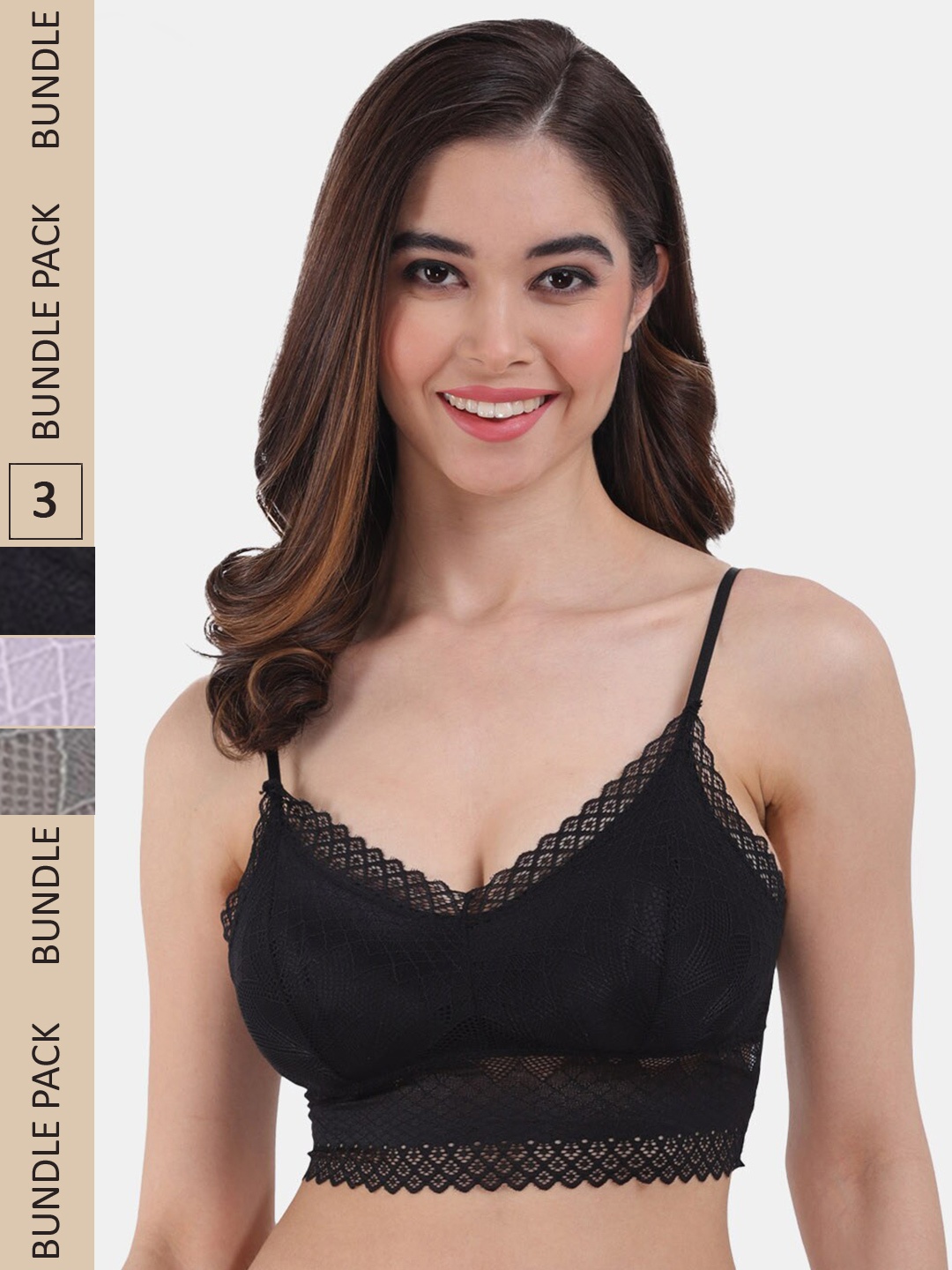 

Amour Secret Pack Of 3 All Day Comfort Lightly Padded Seamless Bralette Bra, Black