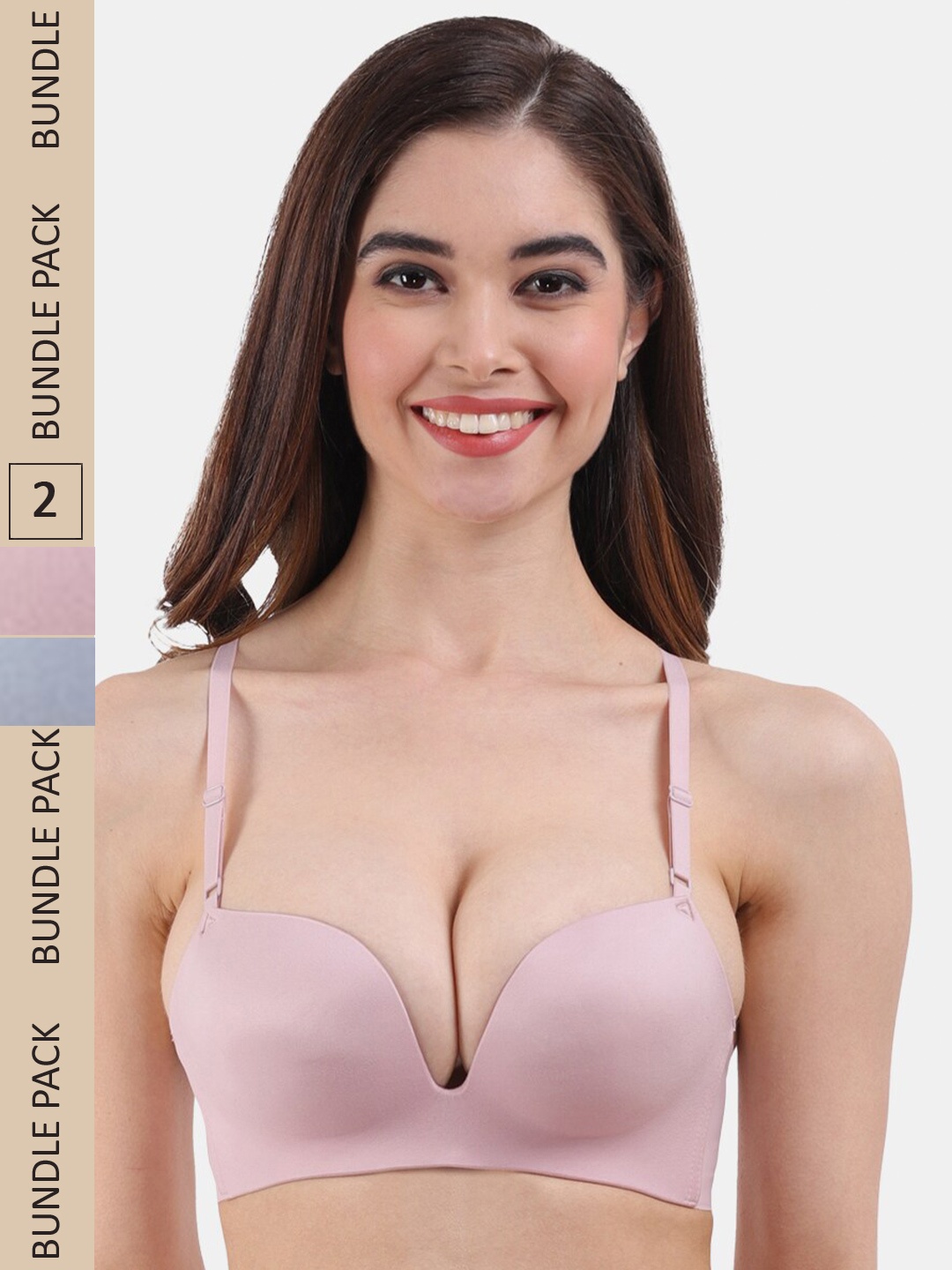 

Amour Secret Pack Of 2 Lightly Padded Push-up Bra PD2016_Rbn_Sblu, Pink