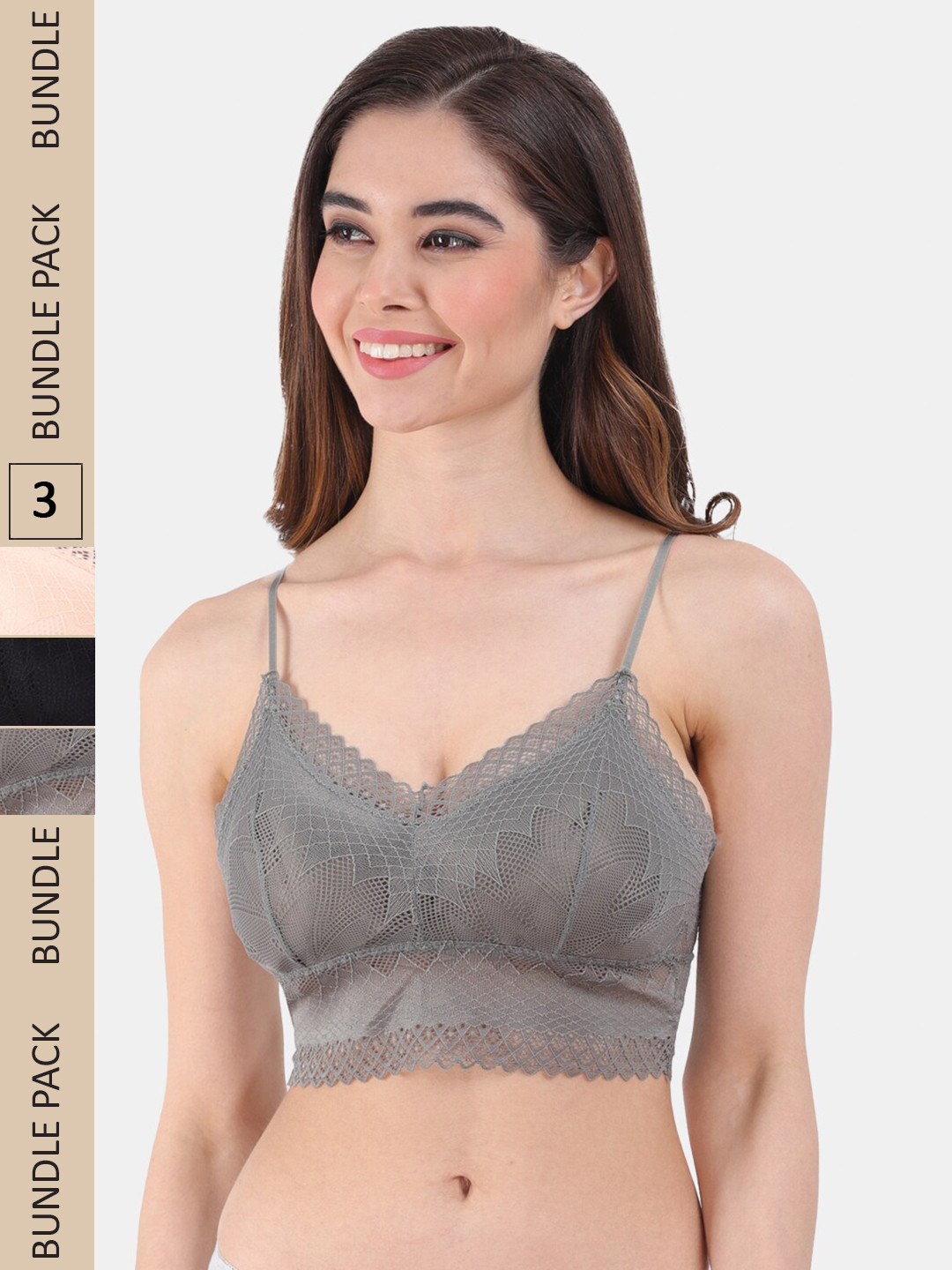 

Amour Secret Pack of 3 Lightly Padded All Day Comfort Seamless Bralette, Black