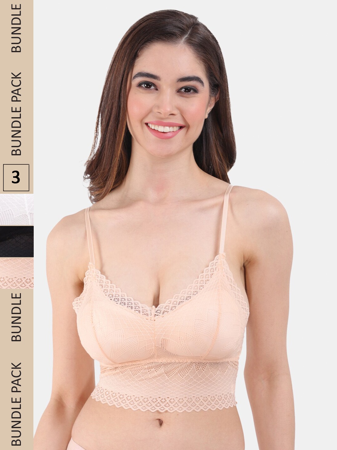 

Amour Secret Pack of 3 Lightly Padded All Day Comfort Seamless Bralette, Black