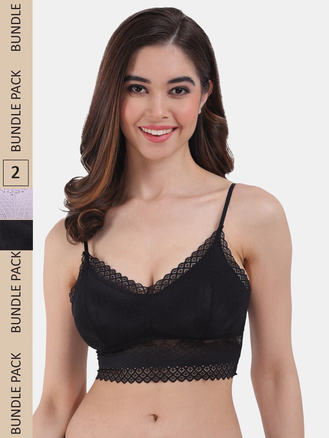 

Amour Secret Pack of 2 Lightly Padded All Day Comfort Seamless Bralette, Black