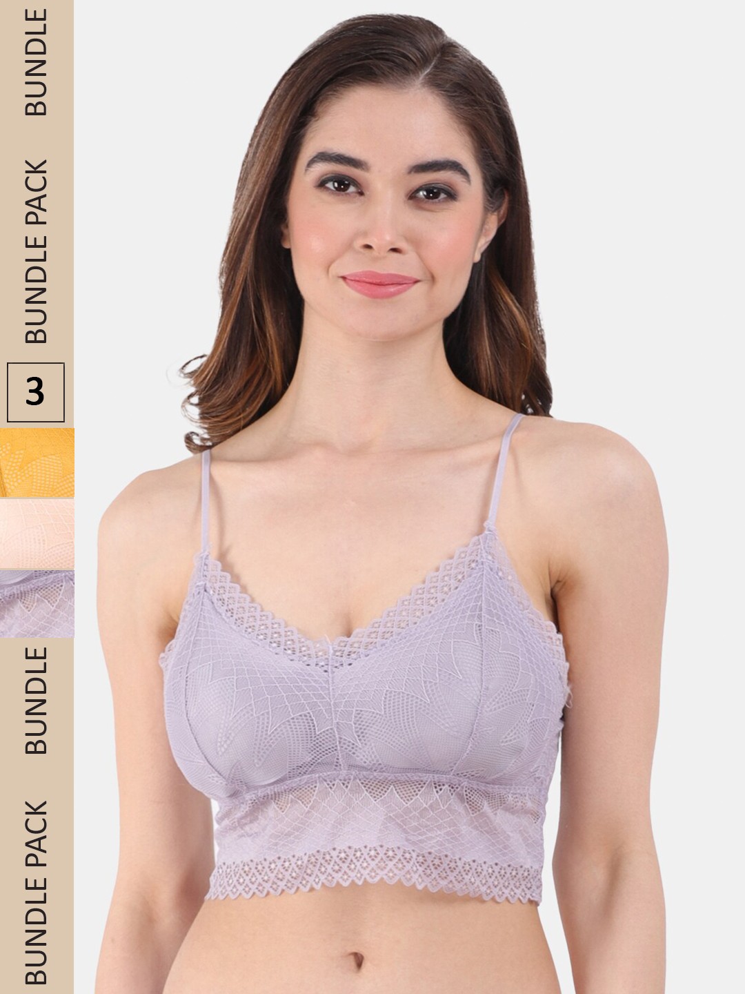 Amour Secret Pack of 3 Lightly Padded All Day Comfort Seamless Bralette, Peach