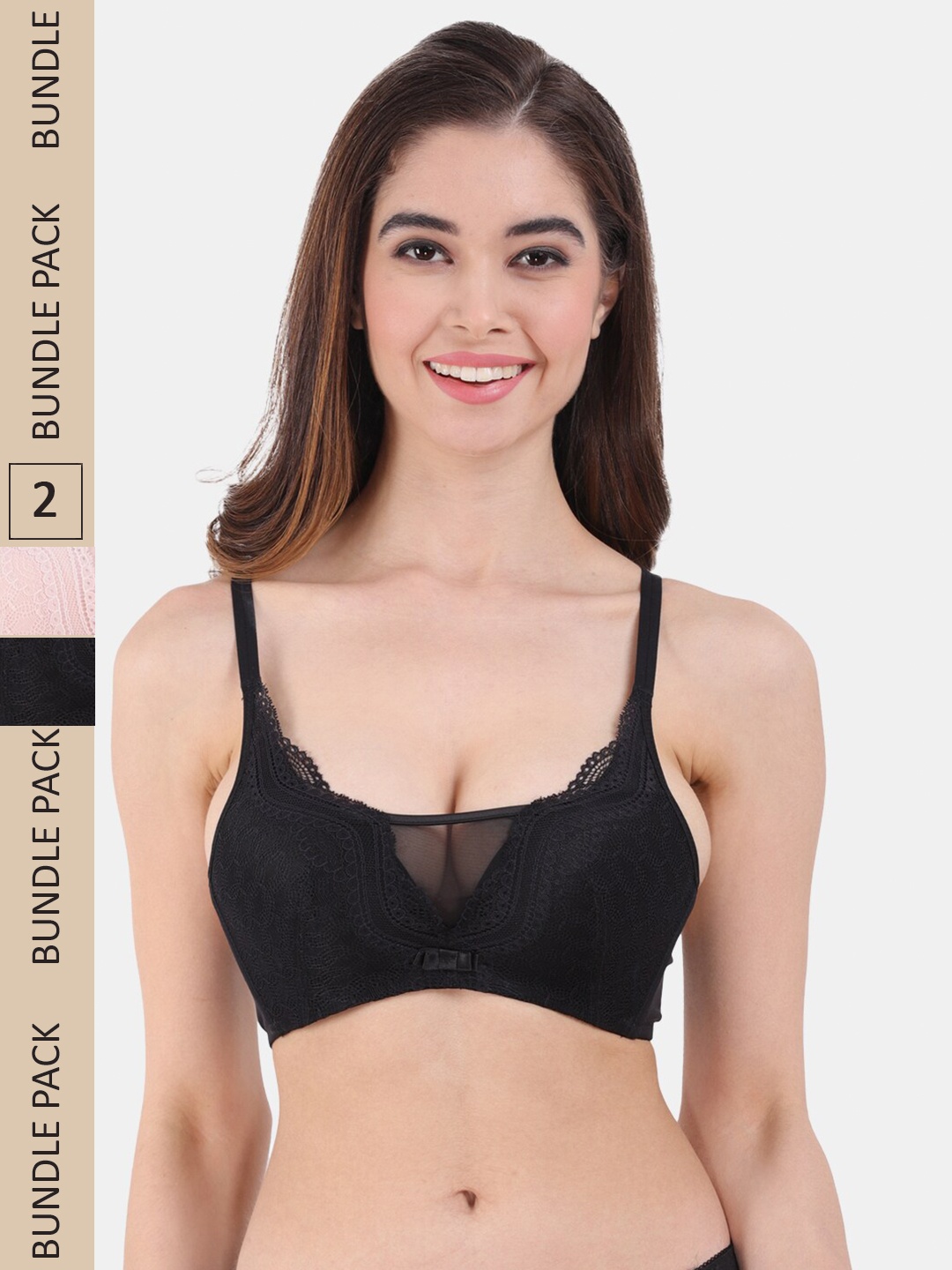 

Amour Secret Pack of 2 Lightly Padded All Day Comfort Seamless T-Shirt Bra, Black