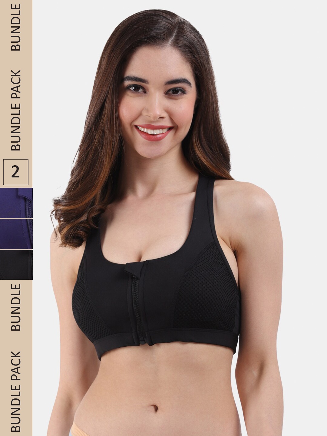 

Amour Secret Pack of 3 Dry-Fit All Day Comfort Seamless Racerback Sports Bra, Black