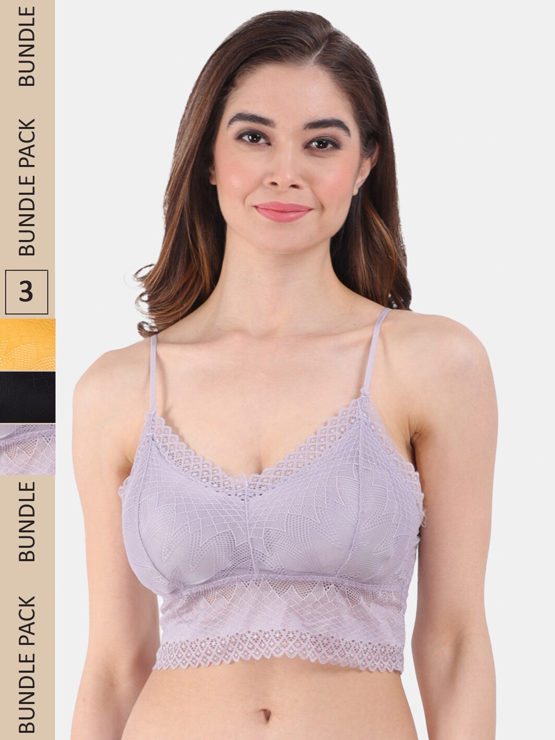 

Amour Secret Pack of 3 Lightly Padded All Day Comfort Seamless Bralette, Black