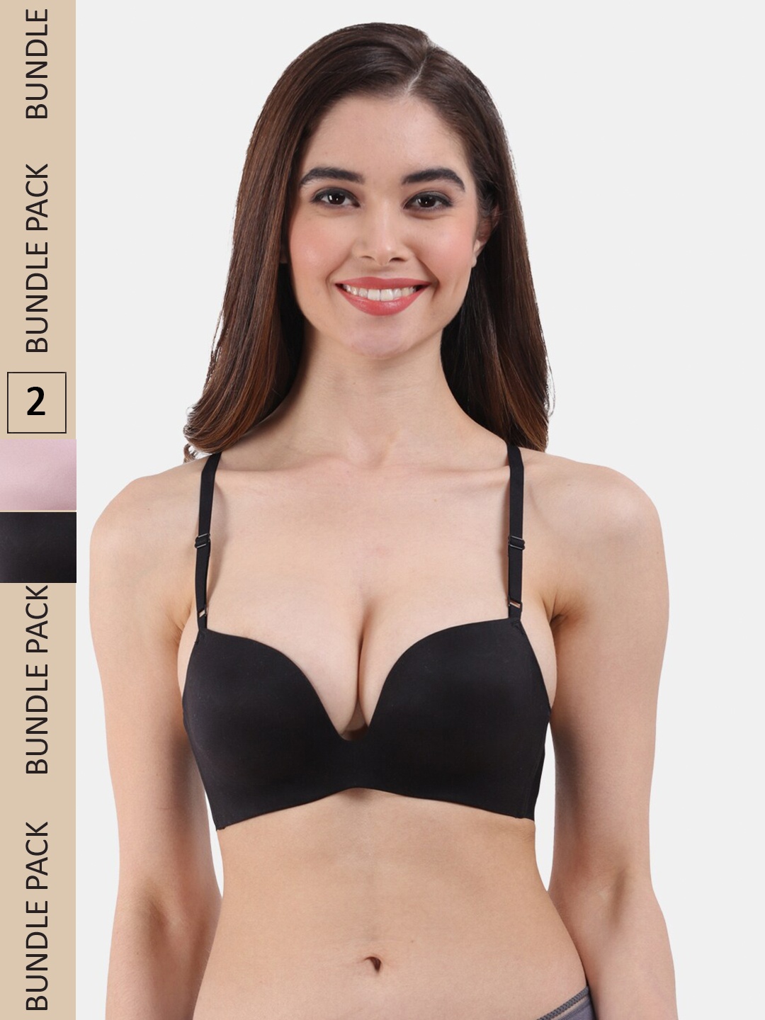 

Amour Secret Pack Of 2 Lightly Padded All Day Comfort Seamless Push-Up Bra, Black