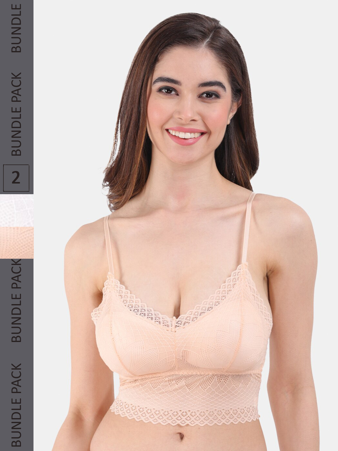 

Amour Secret Pack Of 2 Lightly Padded Seamless Bralette Bra PD601_Pch_Wht, White