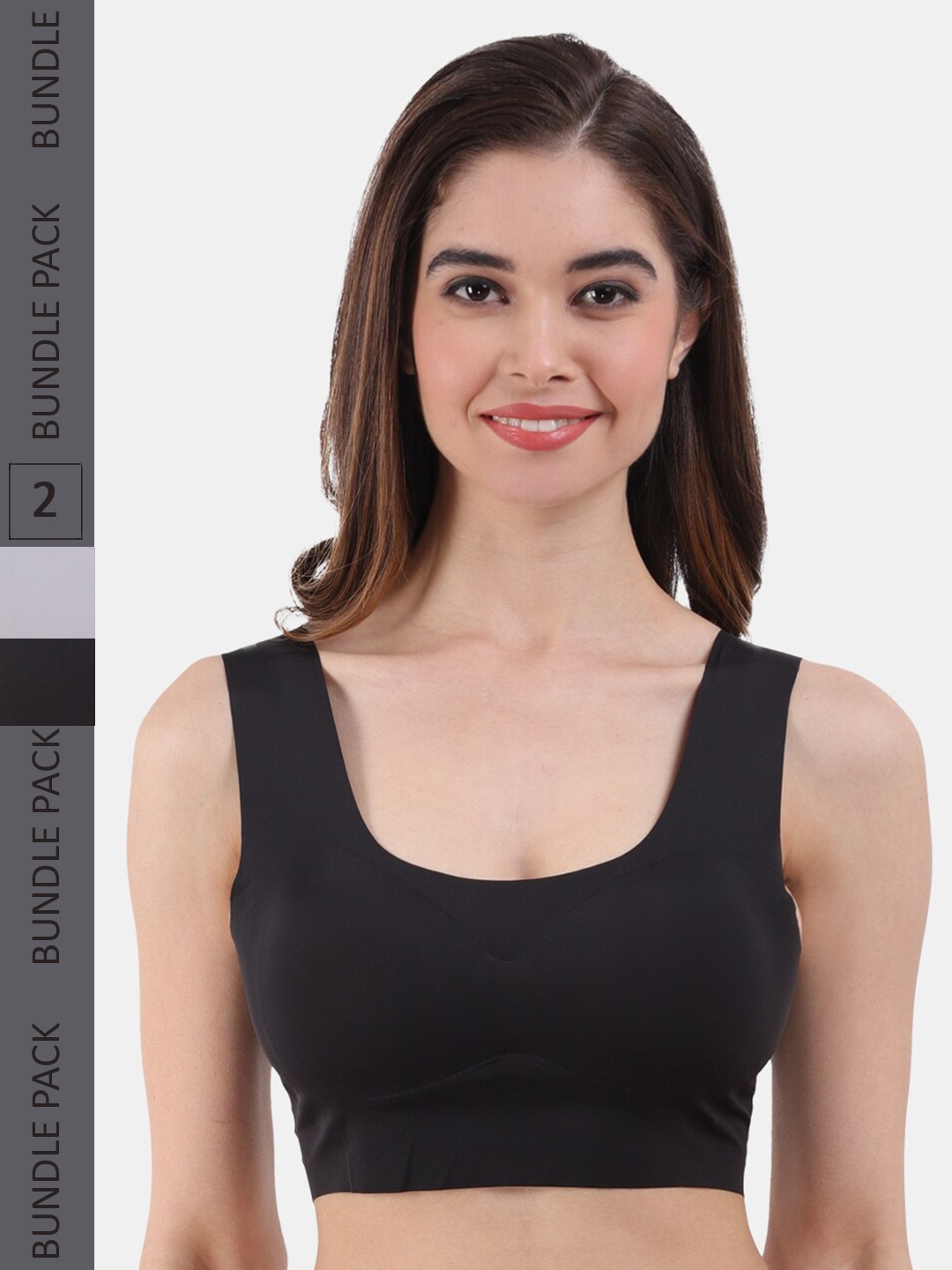 

Amour Secret Pack Of 2 Lightly Padded Sports Bra S1001N_Gry_Blk_Gry, Black