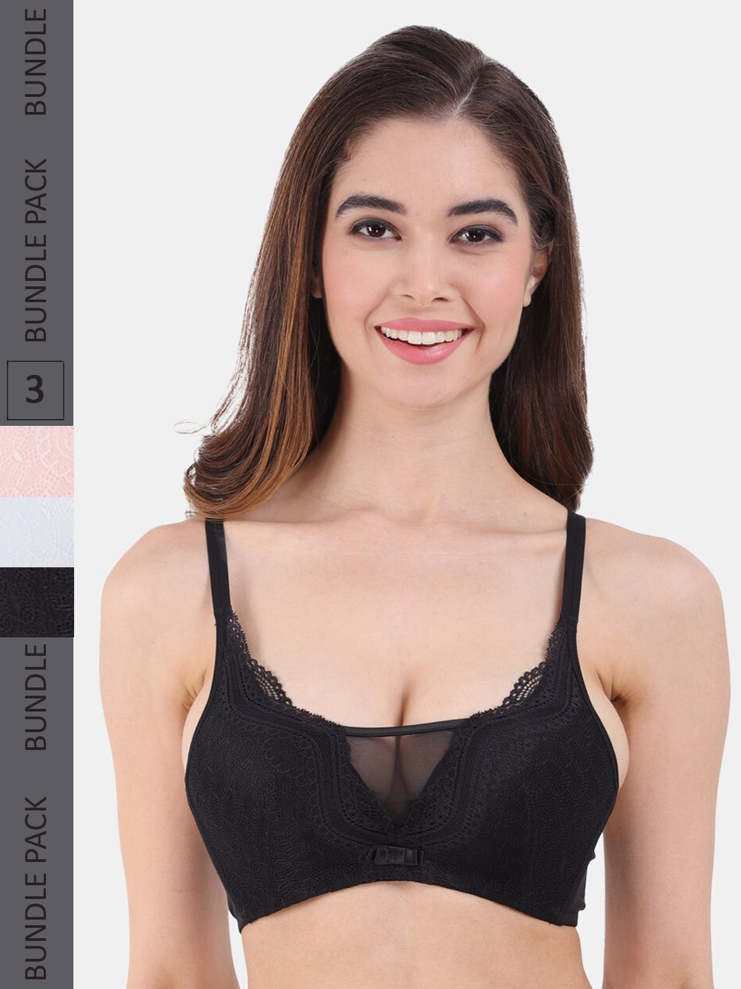 

Amour Secret Pack Of 3 Lightly Padded T-Shirt Bra PD1806_Blk_Pch_Sblu, Black