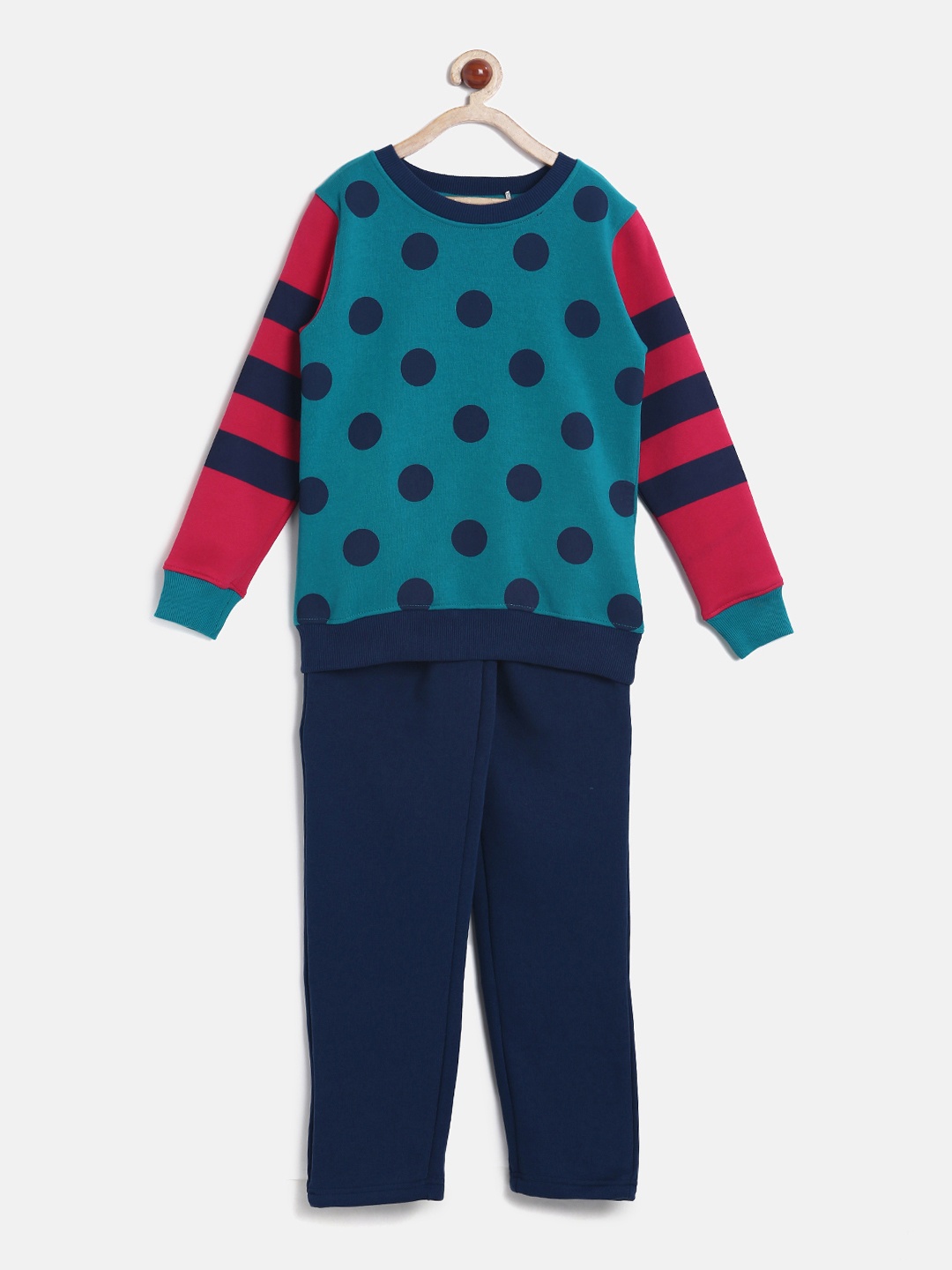 

Sweet Dreams Girls Green & Navy Printed Nightsuit 6040G7