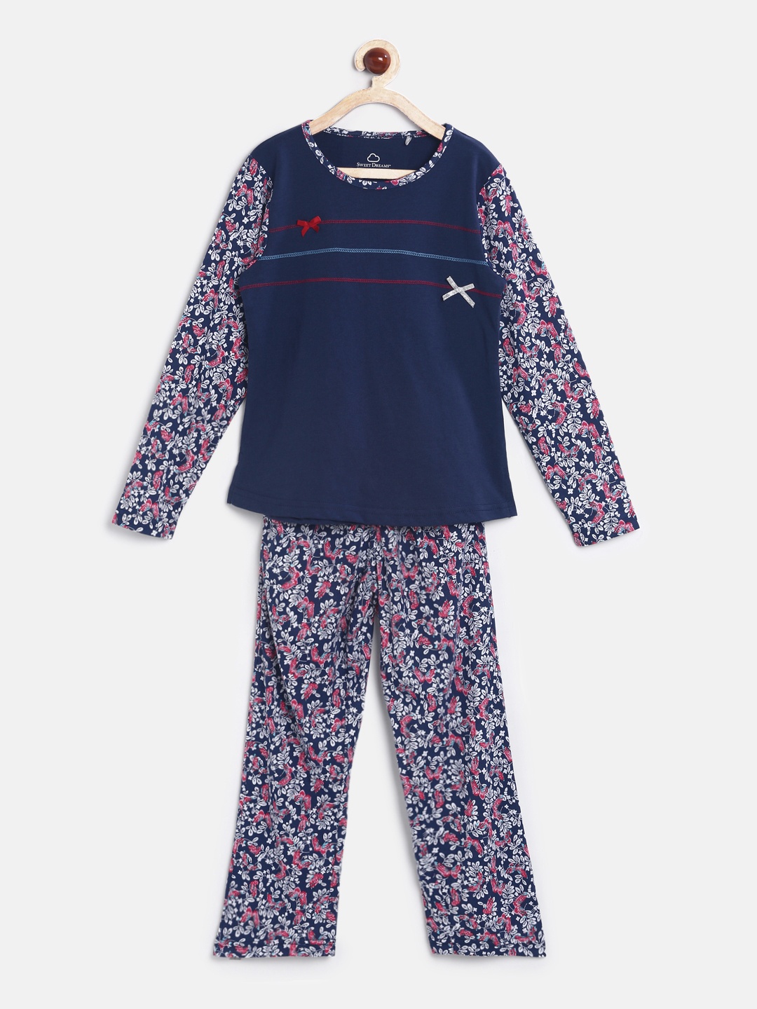 

Sweet Dreams Girls Blue & Purple Printed Night Suit 6114G7