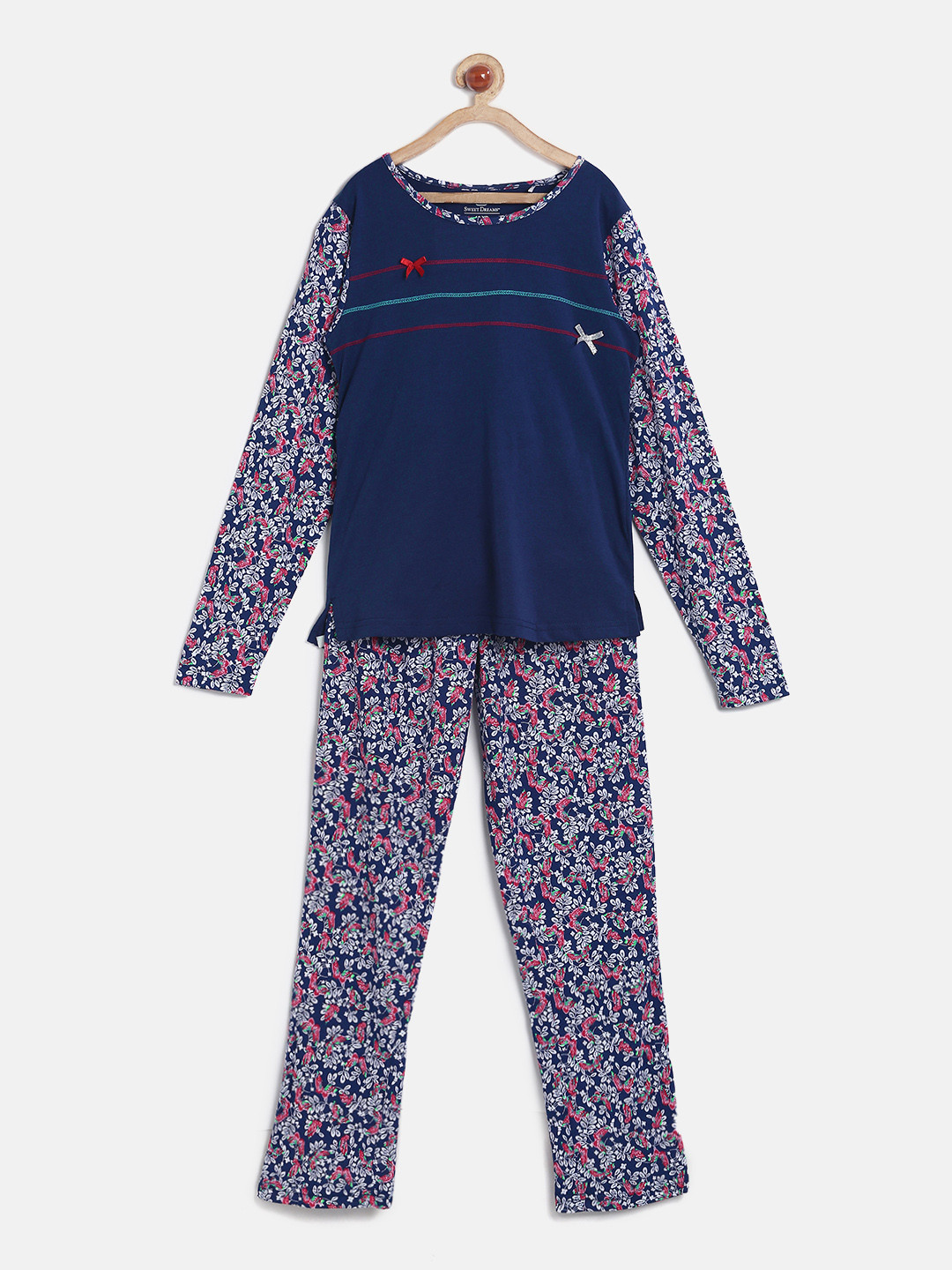 

Sweet Dreams Girls Navy Blue Printed Night suit