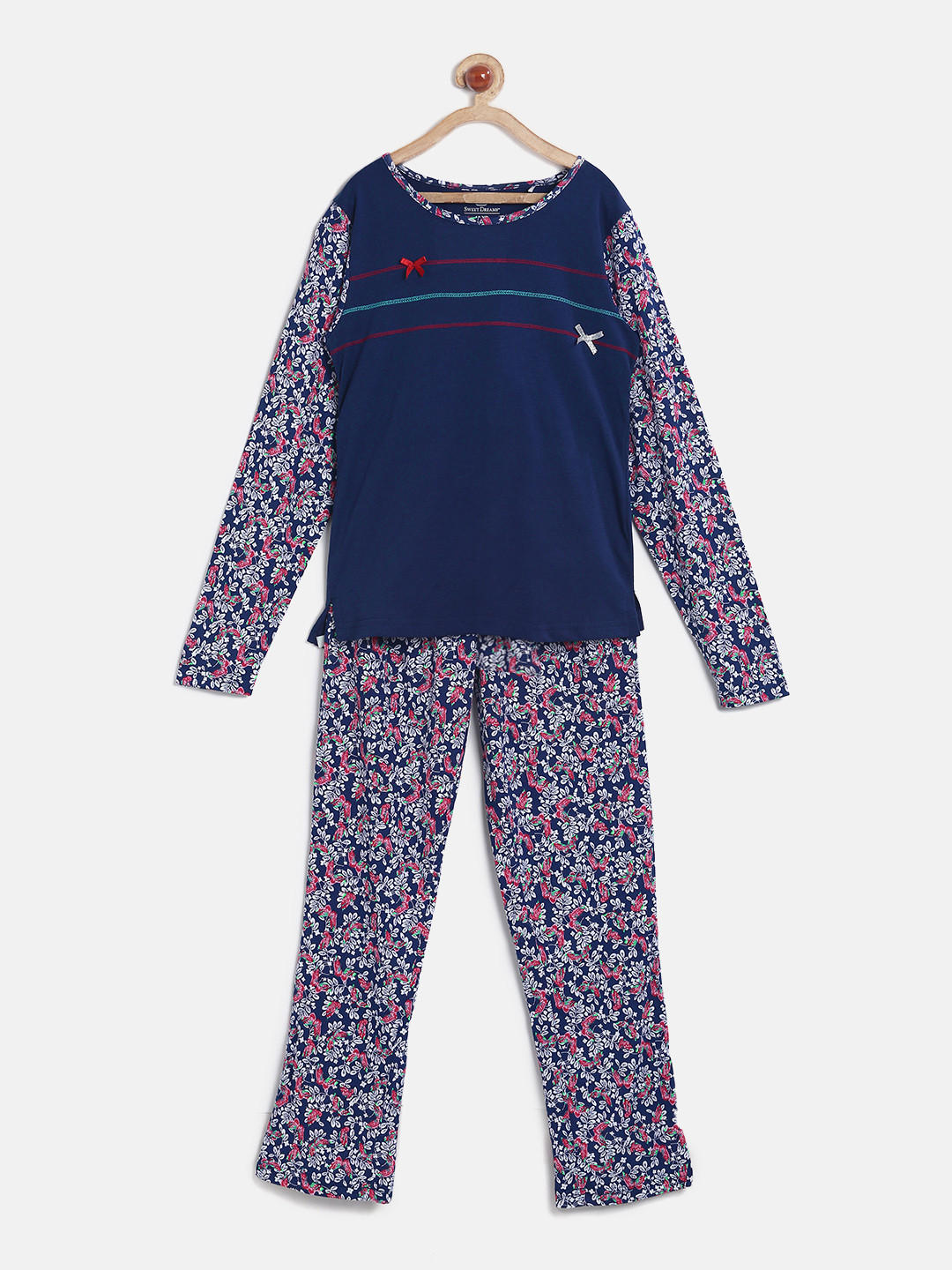 

Sweet Dreams Girls Navy Blue Printed Night suit