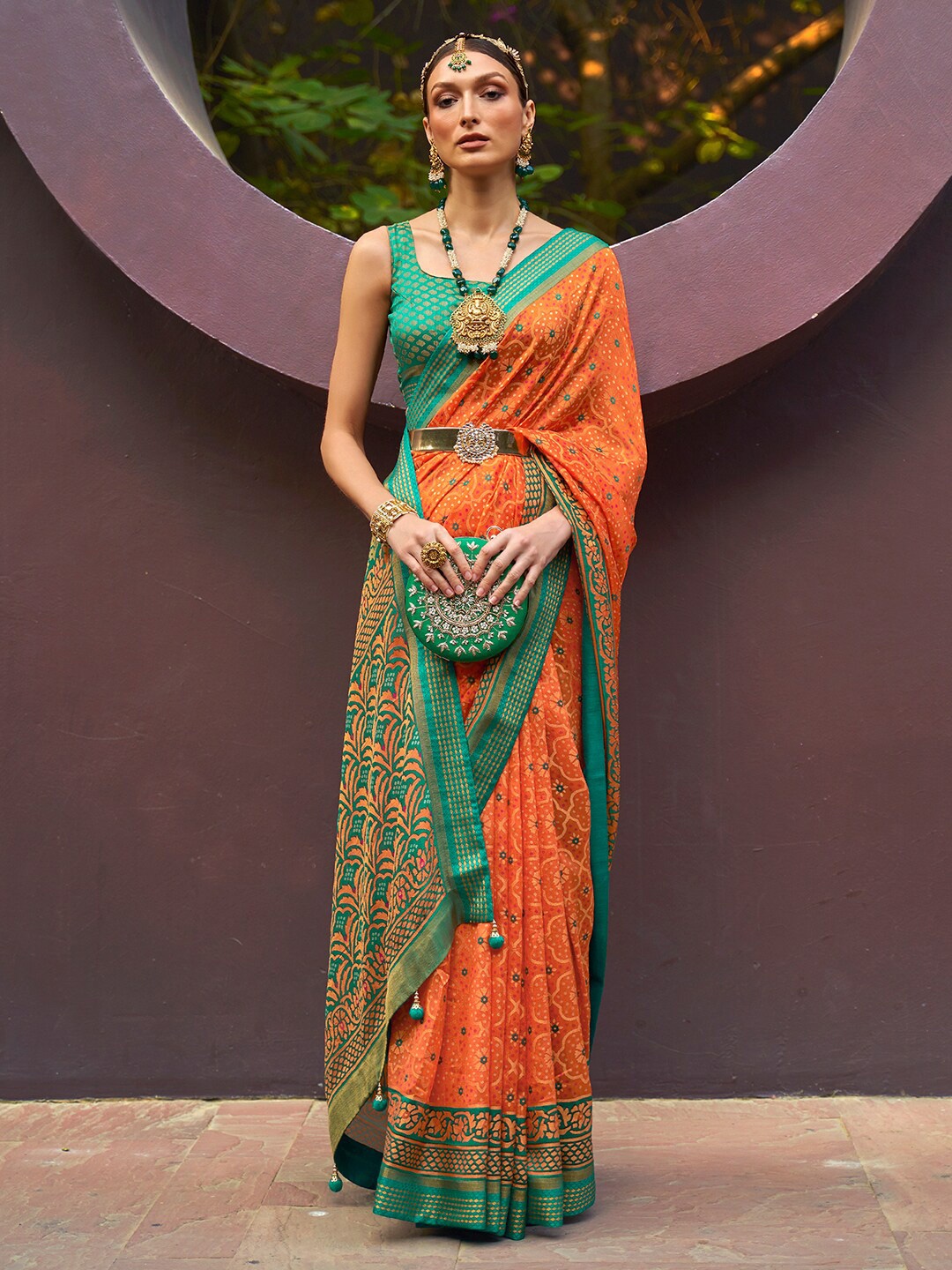 

Anouk Bandhani Printed Brasso Bandhani Saree, Orange