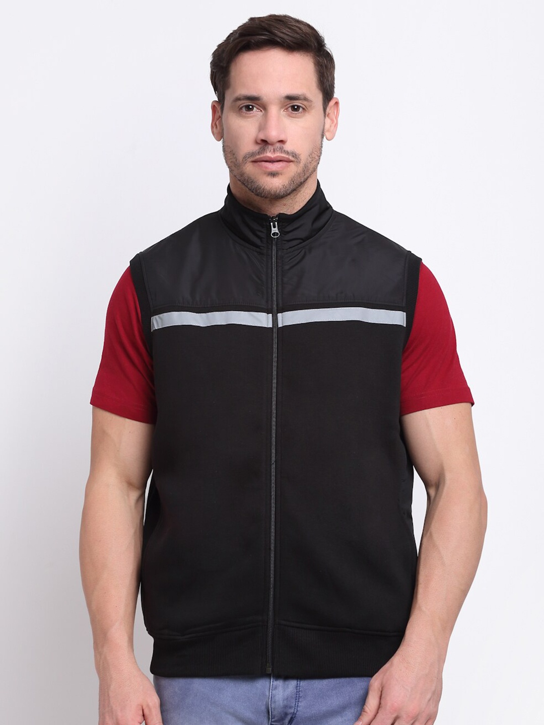 

Cantabil Men Colourblocked Fleece Sweatshirt, Black