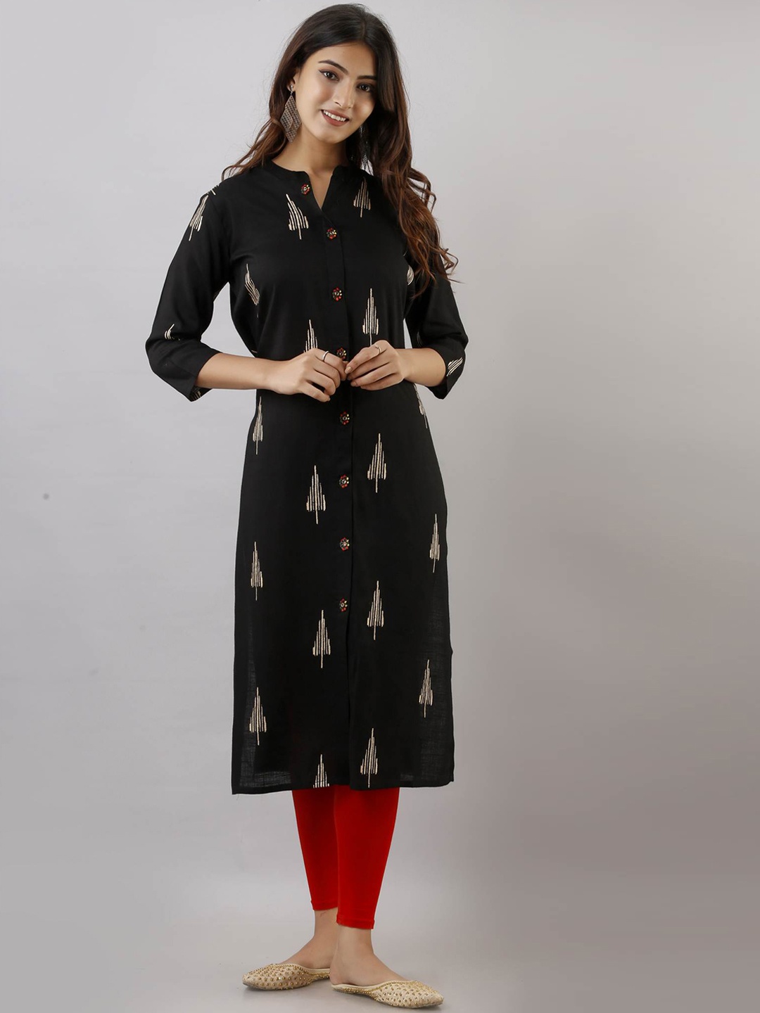 

Nehamta Women Black Ethnic Motifs Printed Kurta