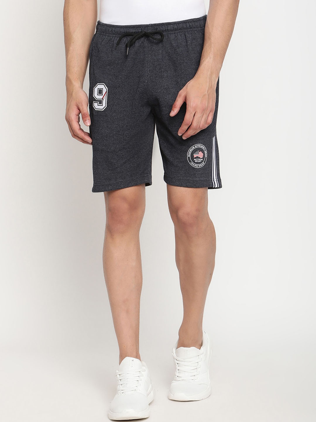 

Cantabil Men Mid-Rise Cotton Sports Shorts, Charcoal