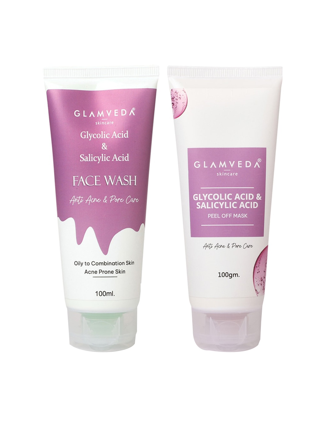 

GLAMVEDA Set Of 2 Glycolic & Salicylic Acid Anti Acne Skin Care Gift Set, White