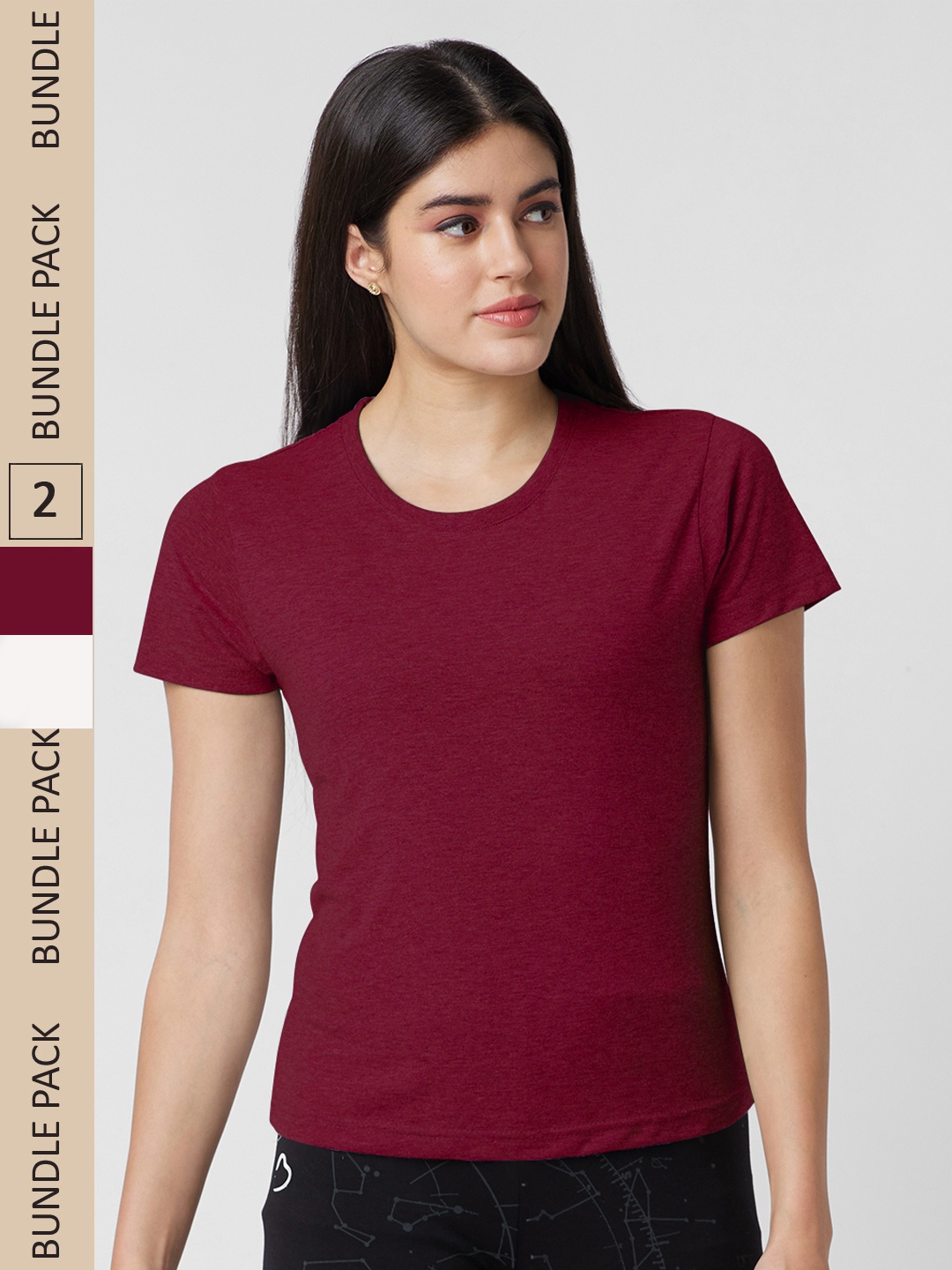 

NOIRA Pack of 2 Round Neck Cotton T-shirts, White
