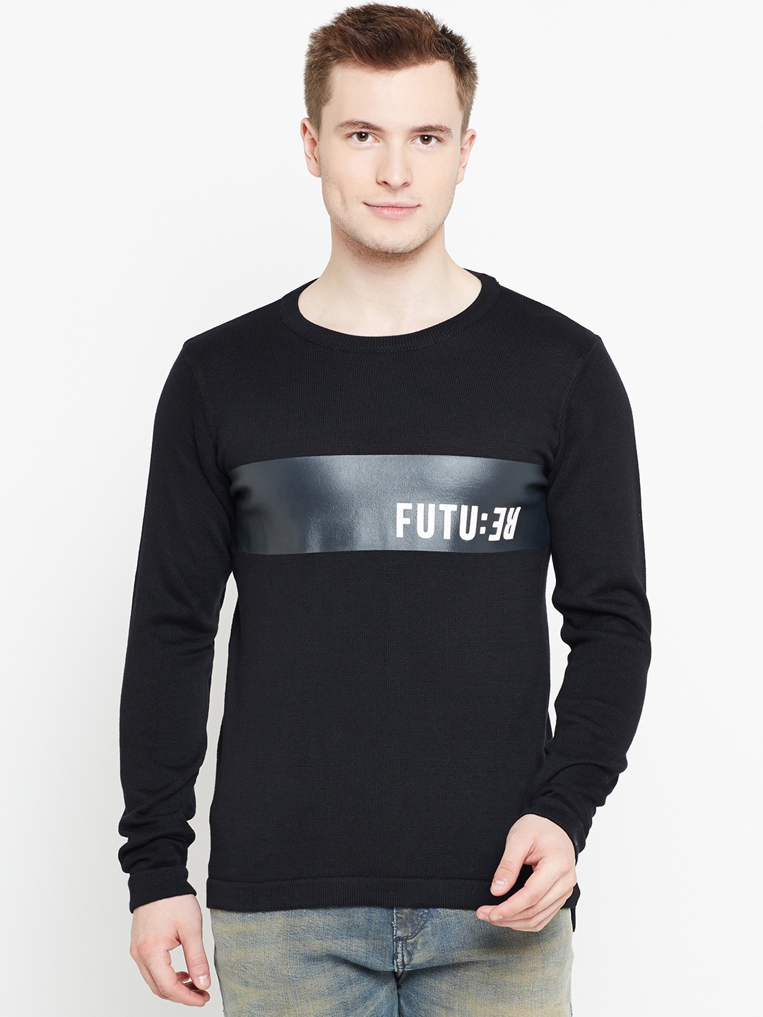 

Jack & Jones Men Black Solid Sweater