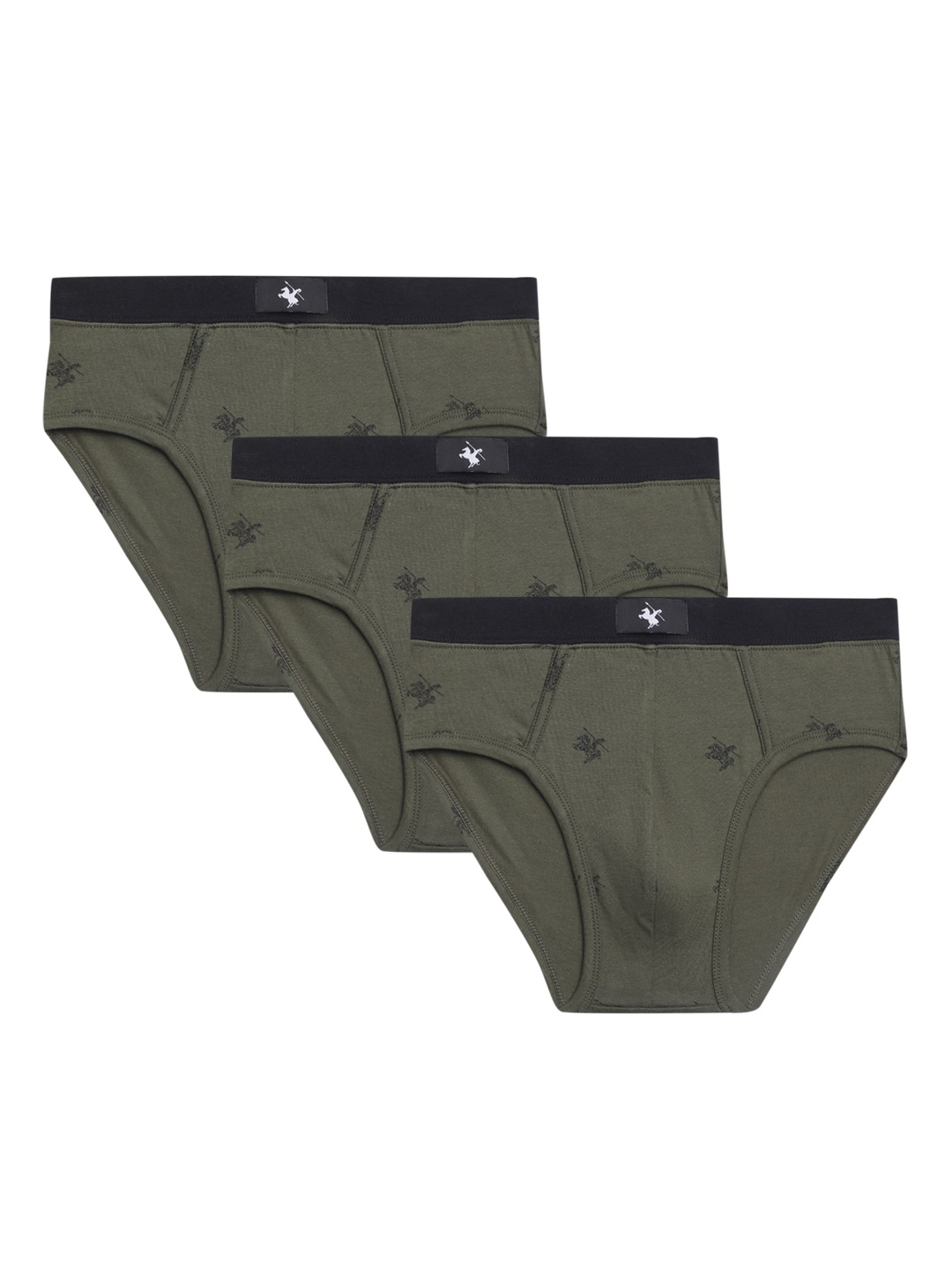 

Cantabil Men Pack Of 3 Mid-Rise Cotton Basic Briefs, Olive