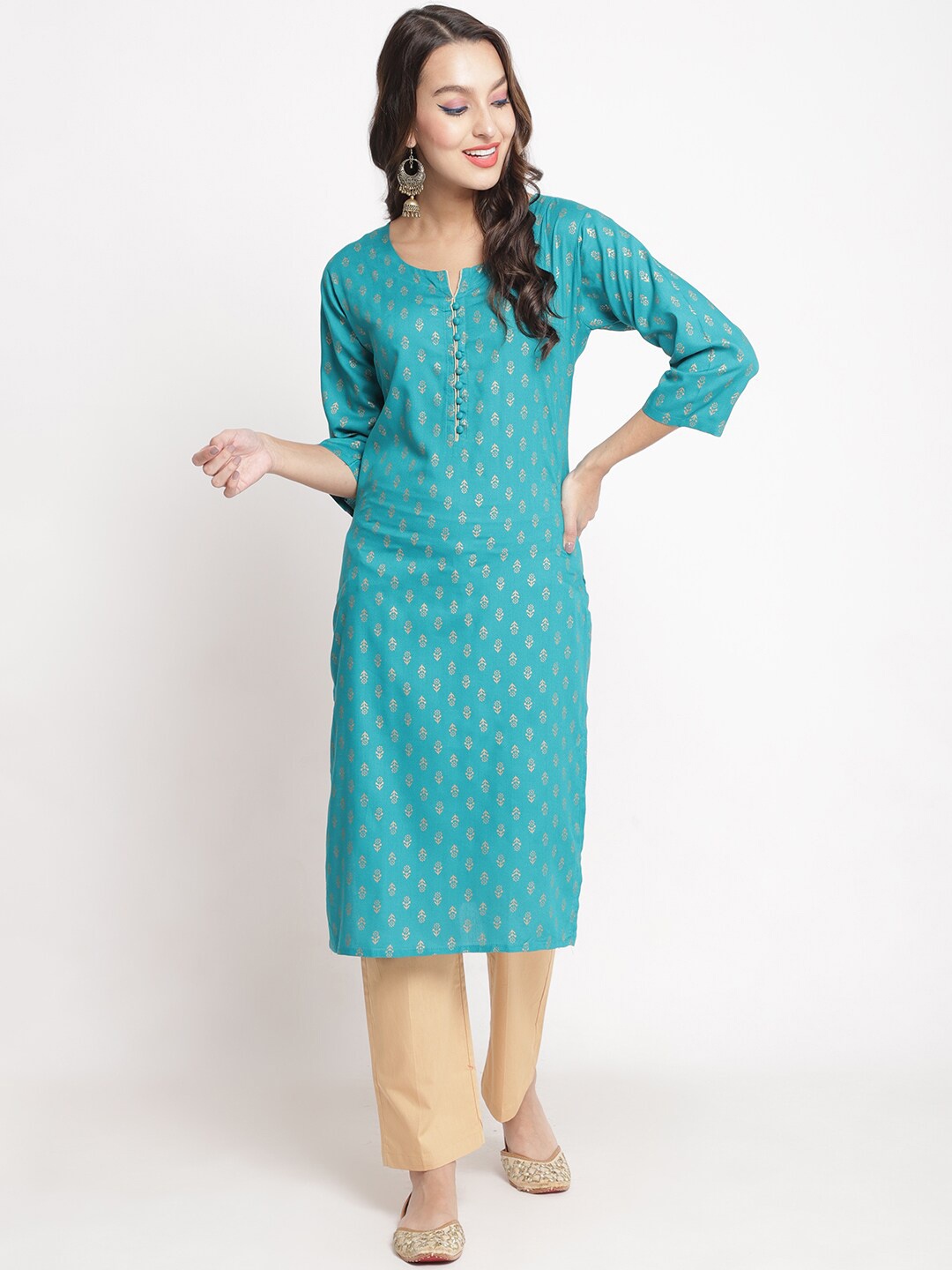 

Jinfo Ethnic Motifs Printed Kurta, Blue