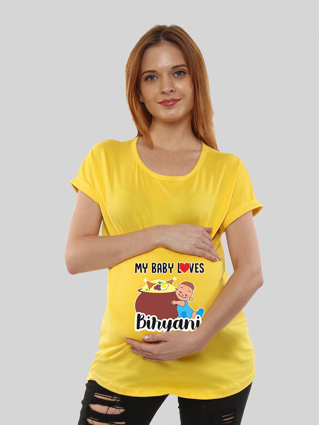 

SillyBoom Maternity Graphic Printed Cotton T-shirt, Yellow