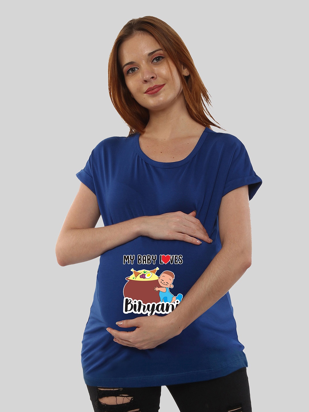 

SillyBoom Women Blue Printed Applique T-shirt