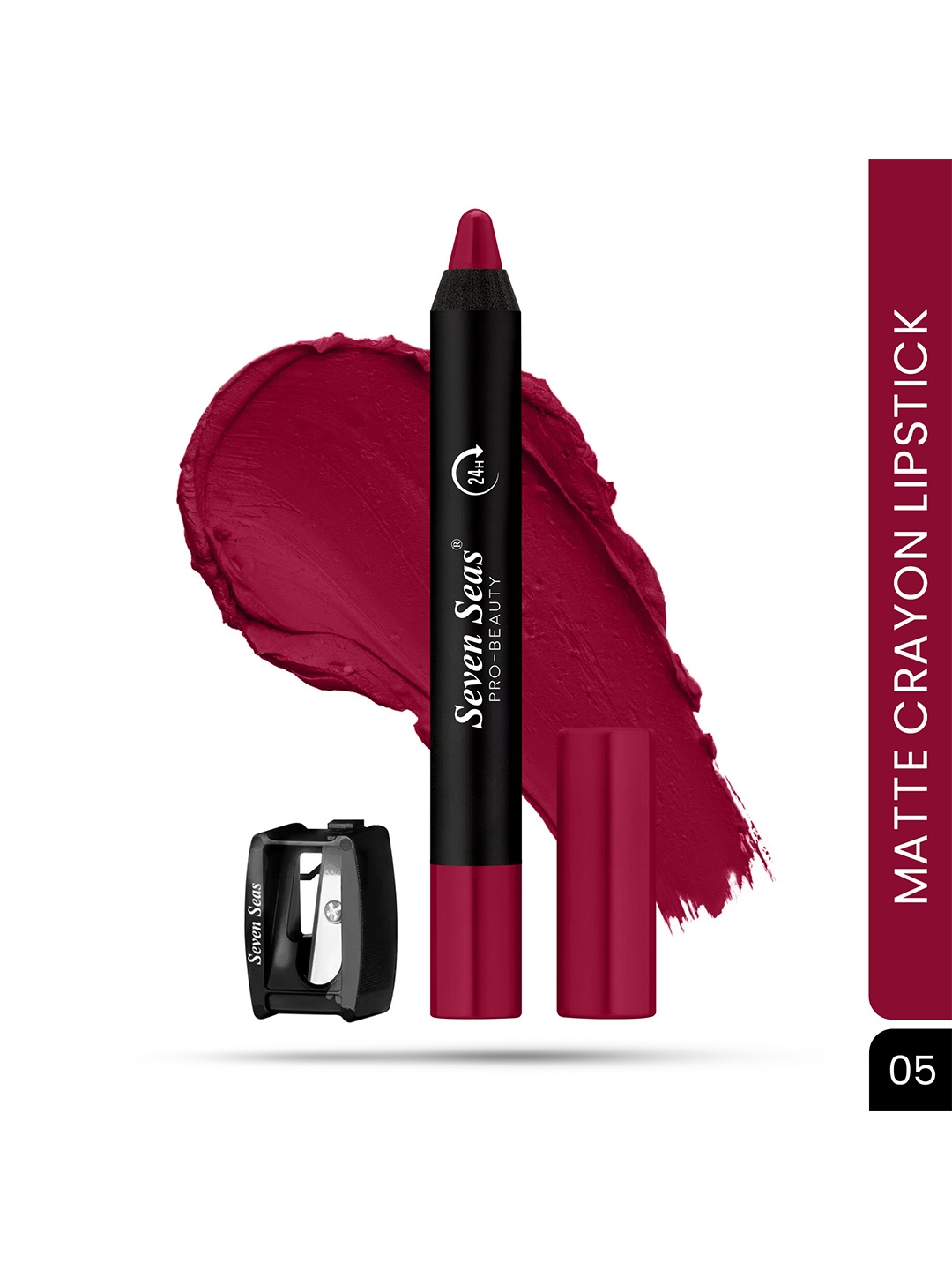 

Seven Seas Matte Mood Non Transfer 24Hrs Stay Crayon Lipstick 3.5 g - Pink Jam 05, Maroon