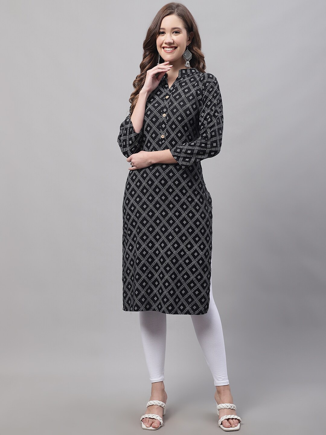 

Jinfo Ethnic Motifs Printed Kurta With Legging, Black