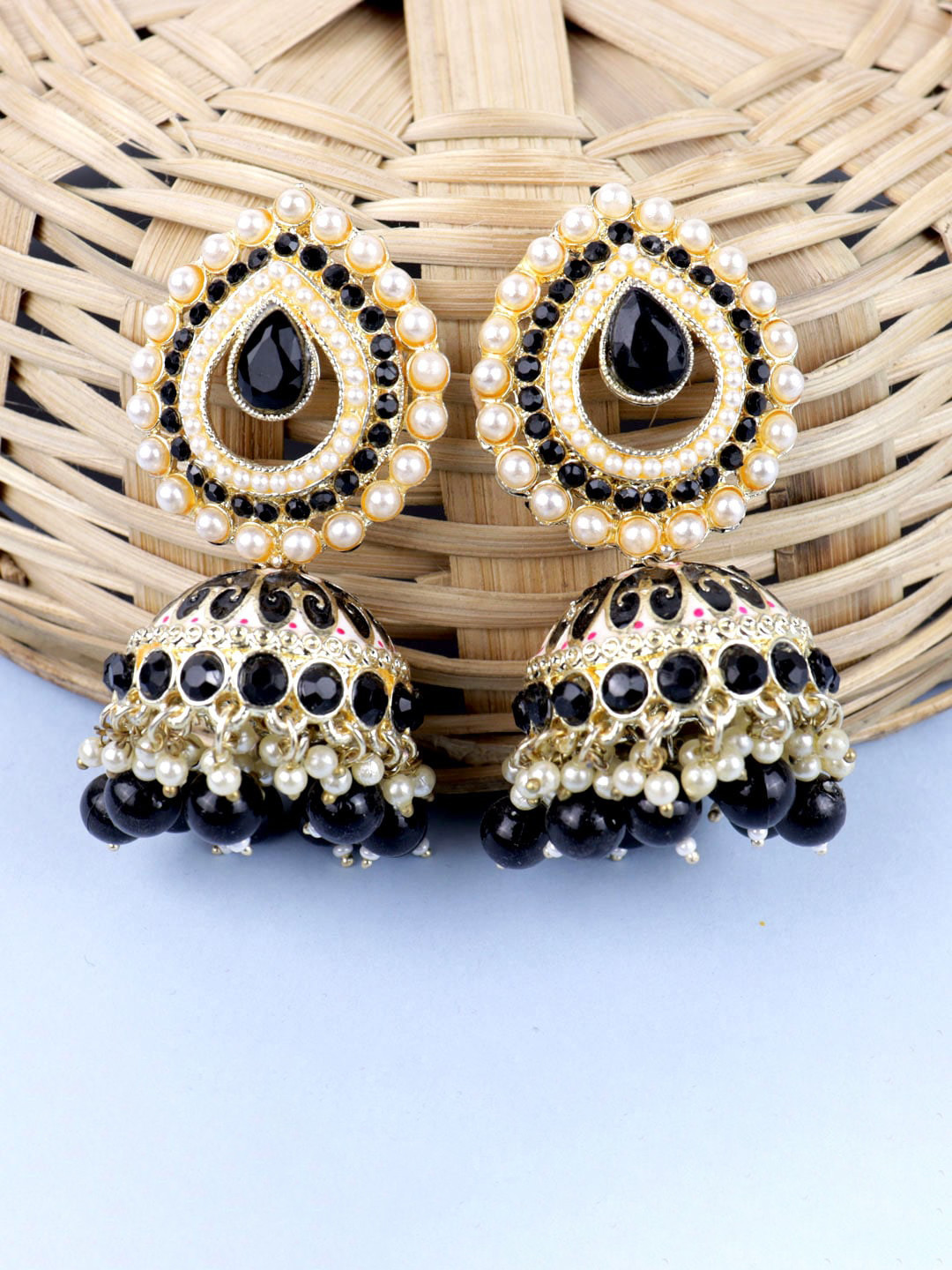 

Krelin Gold-Plated Classic Jhumkas Earrings, Black