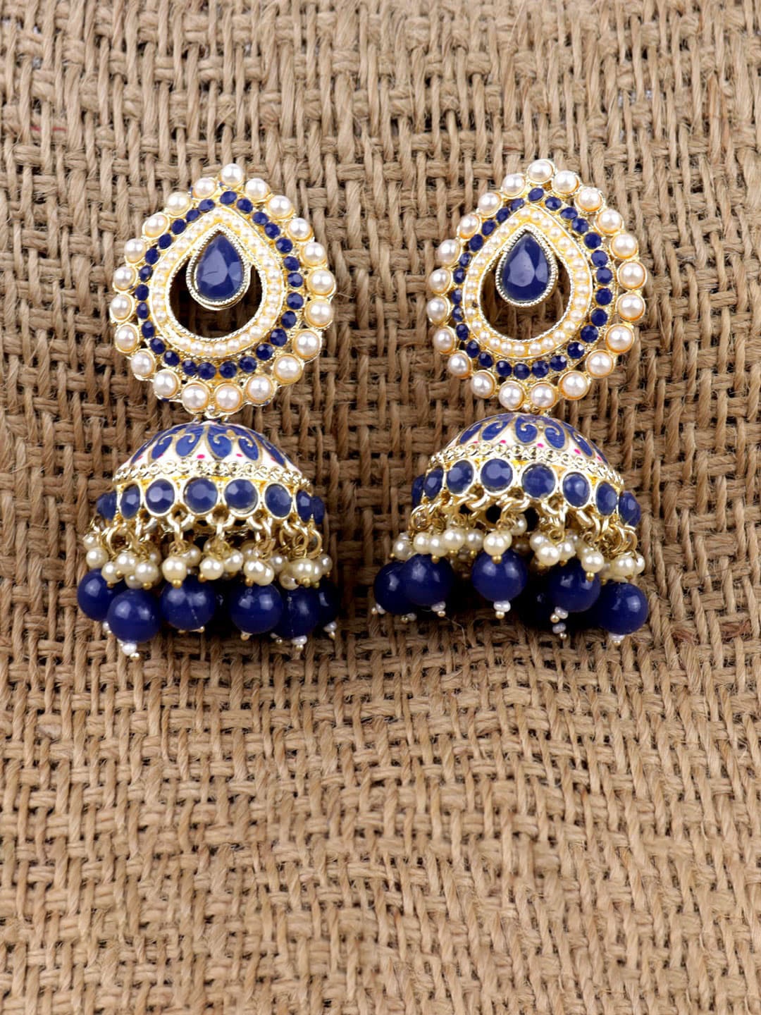 

Krelin Gold-Plated Dome Shaped Jhumkas Earrings, Blue