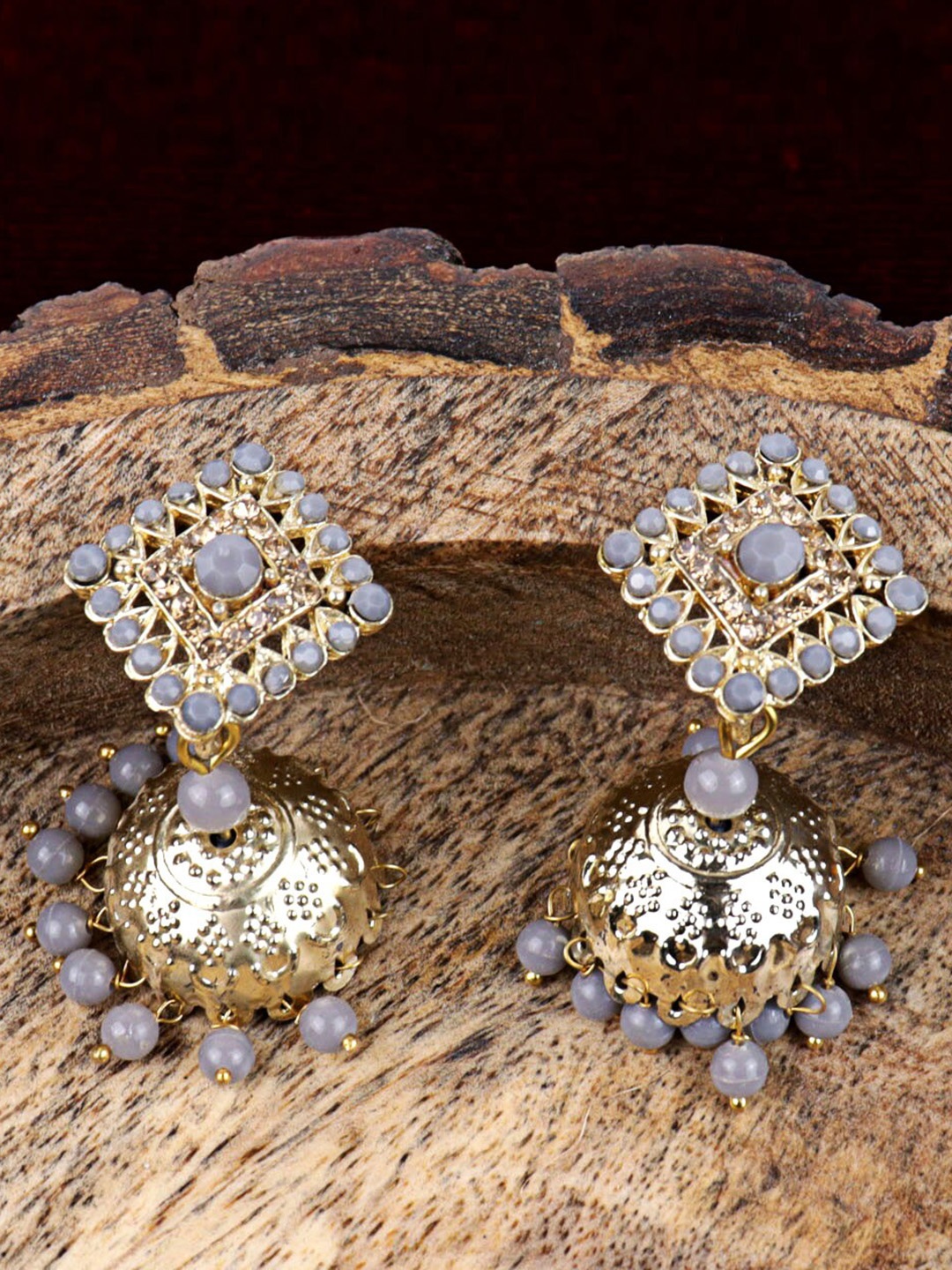 

Krelin Gold-Plated Classic Jhumkas Earrings, Grey