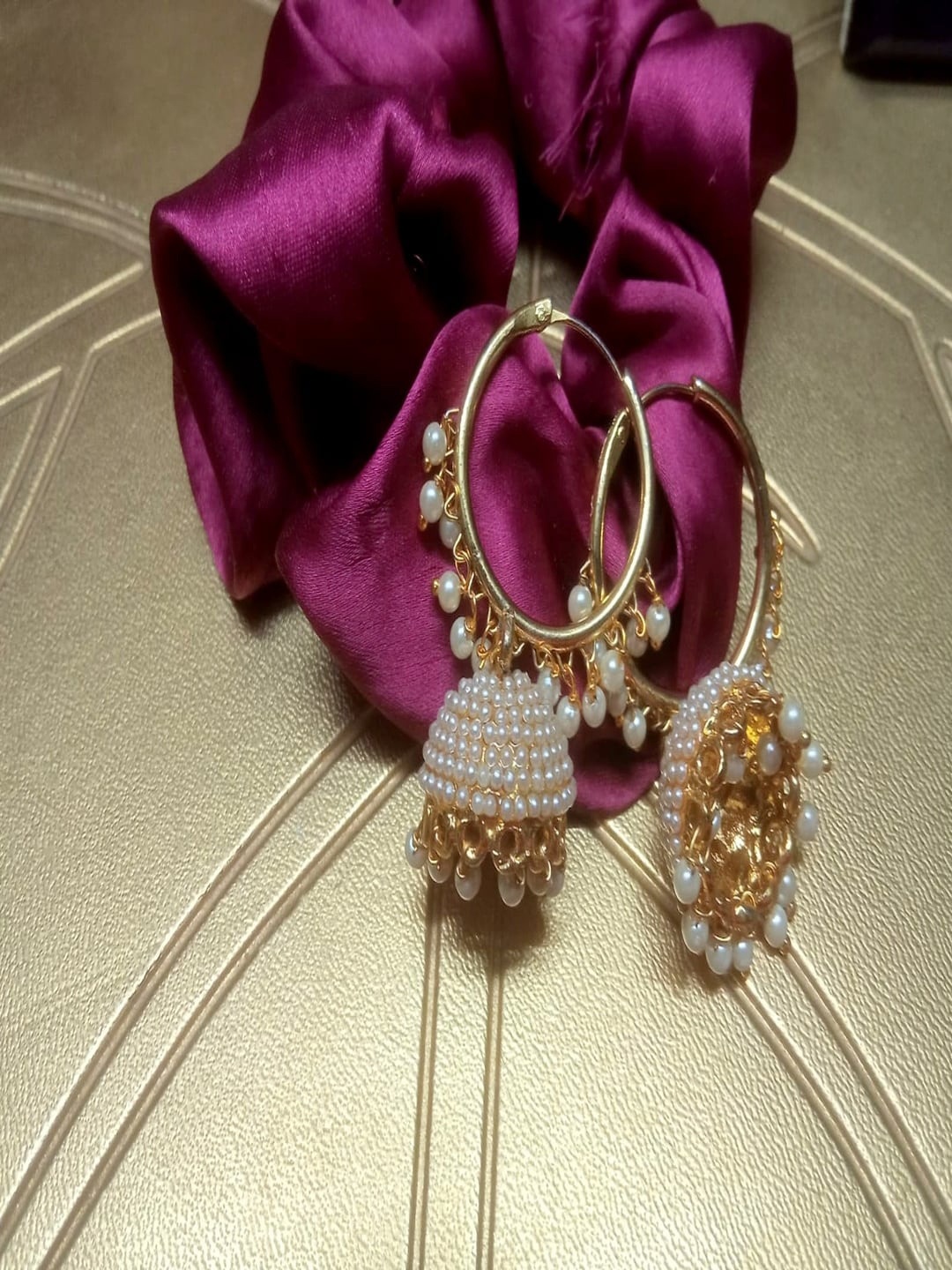 

Runjhun Gold-Plated Jhumkas Earrings, Off white