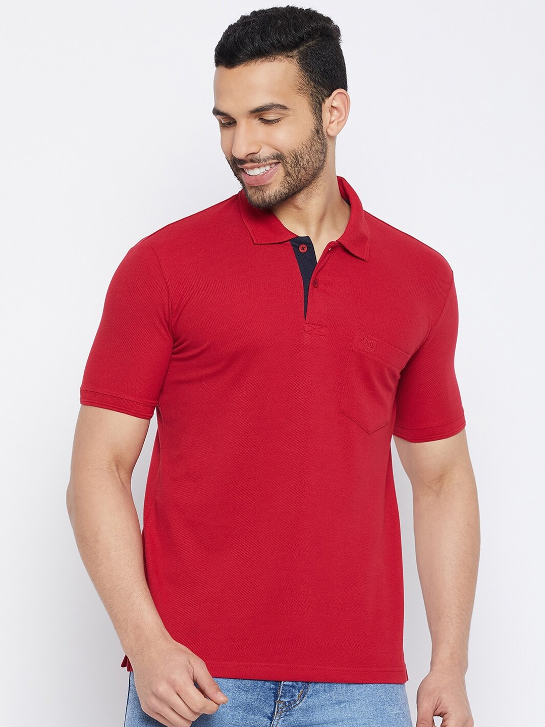 Duke Polo Collar Cotton Slim Fit T-shirt, Red