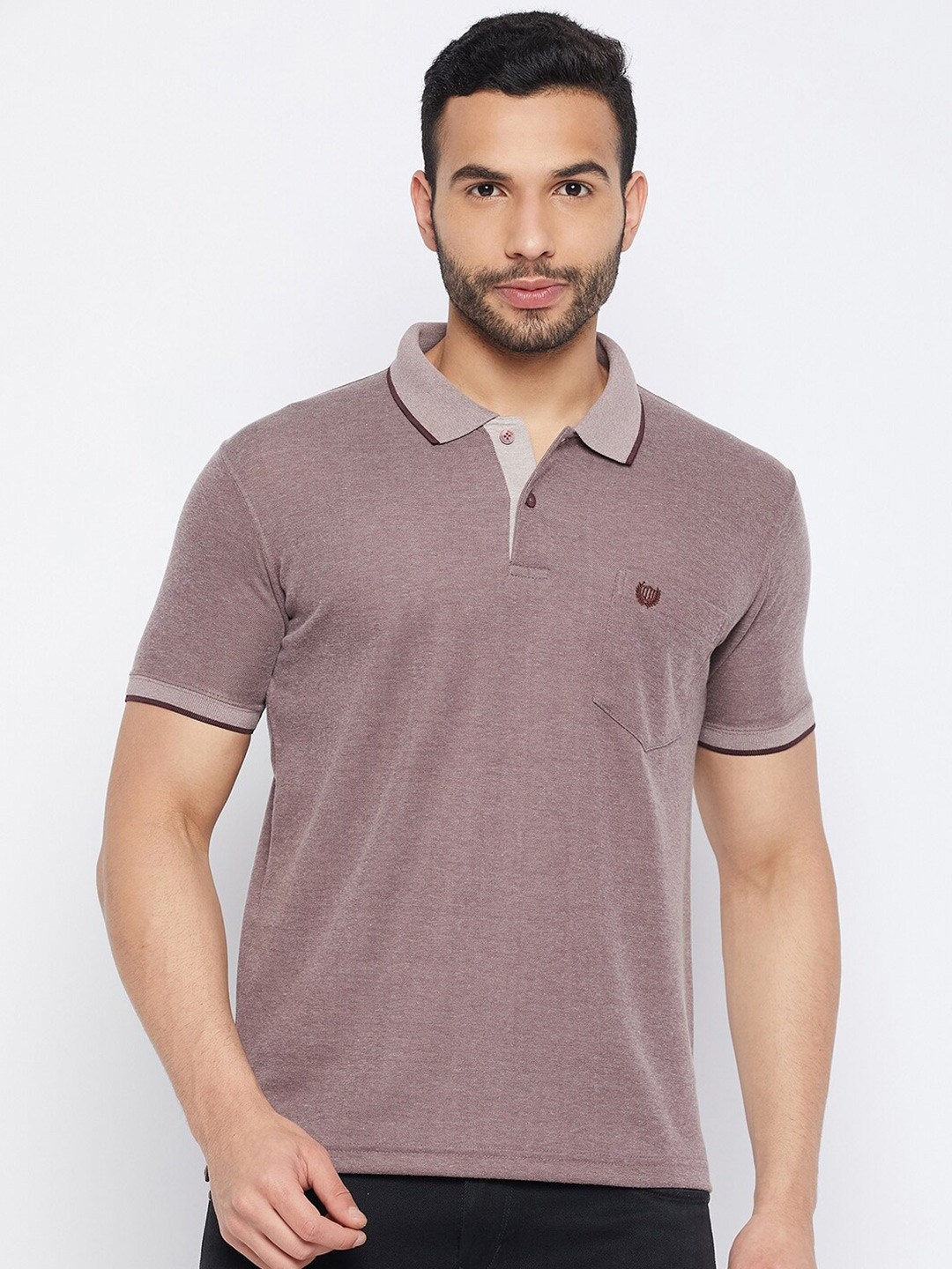 

Duke Polo Collar Cotton T-shirt, Coffee brown