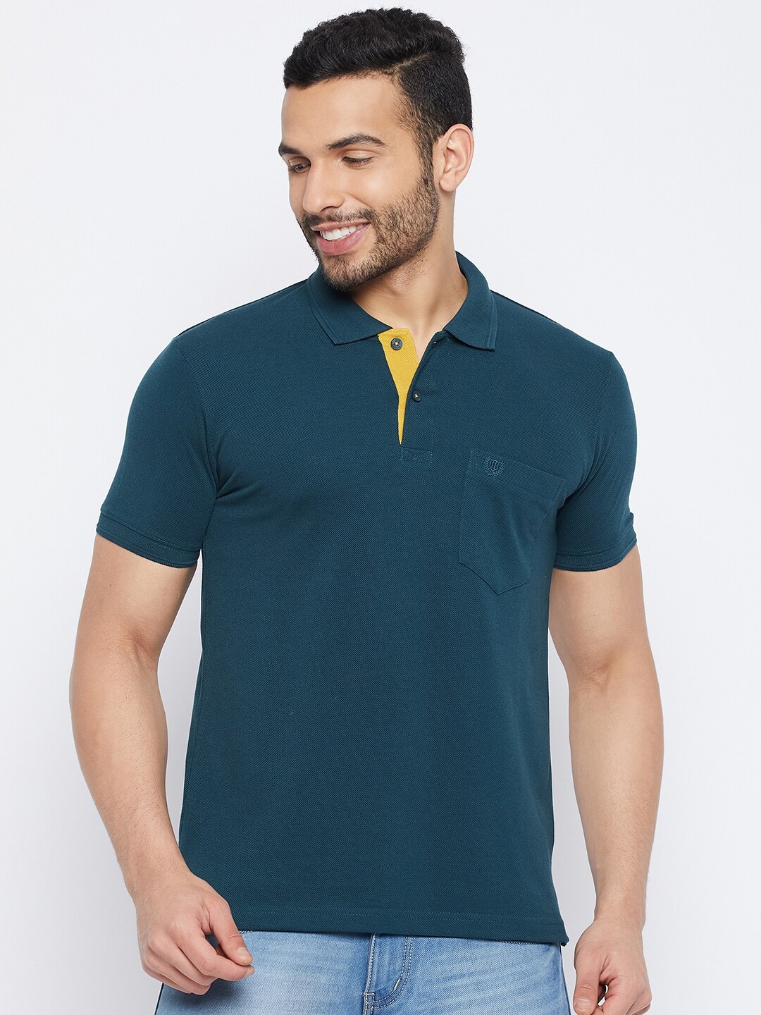

Duke Polo Collar Cotton T-shirt, Teal